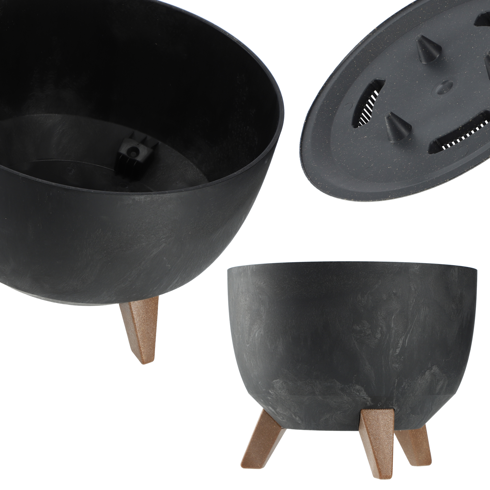 Misa na kwiaty z nóżkami Mably 40cm czarny beton