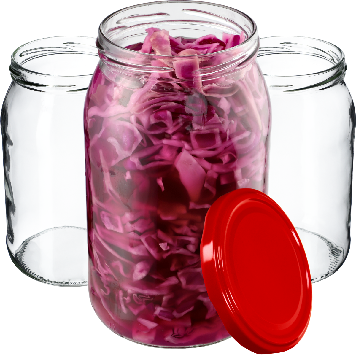 Słoiki na przetwory Simo 900ml 24szt 82mm + wieczka czerwone