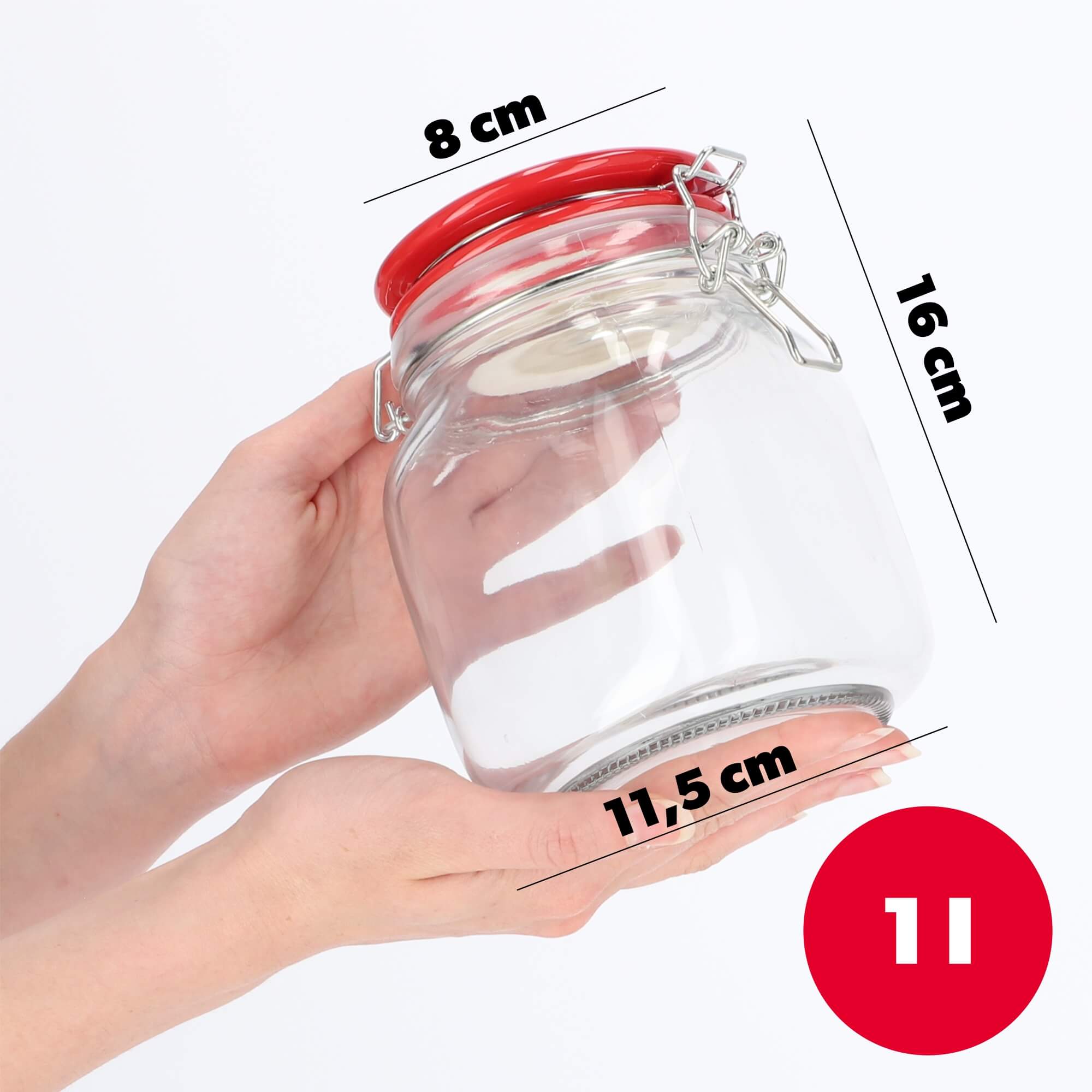 Słoik hermetyczny z ceramiczną pokrywą 1L czerwony