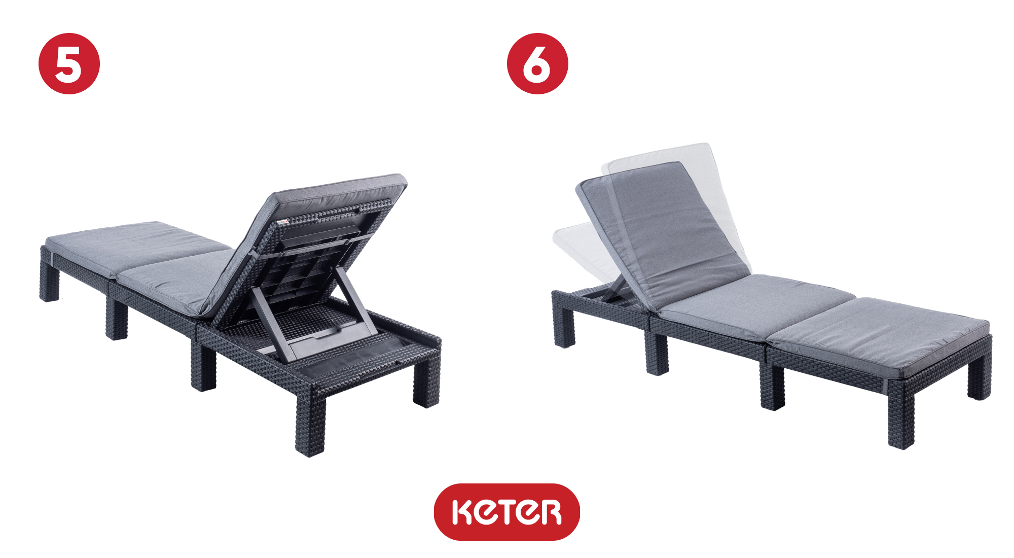 Leżak ogrodowy Daytona Deluxe Keter szary grafit, 2 szt.