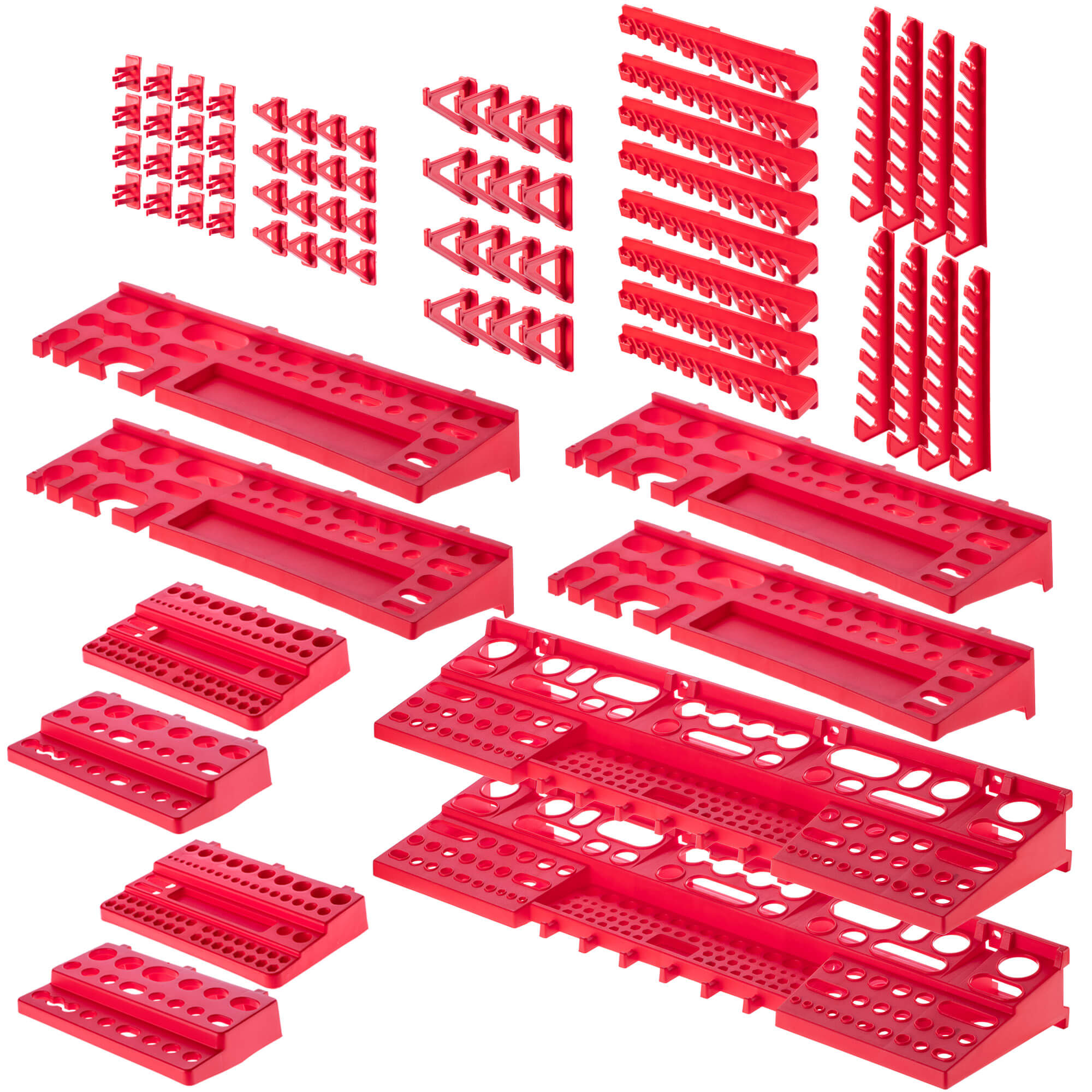 Tablica warsztatowa Lokke 140 elementów 232 x 78 cm, czarno-czerwona