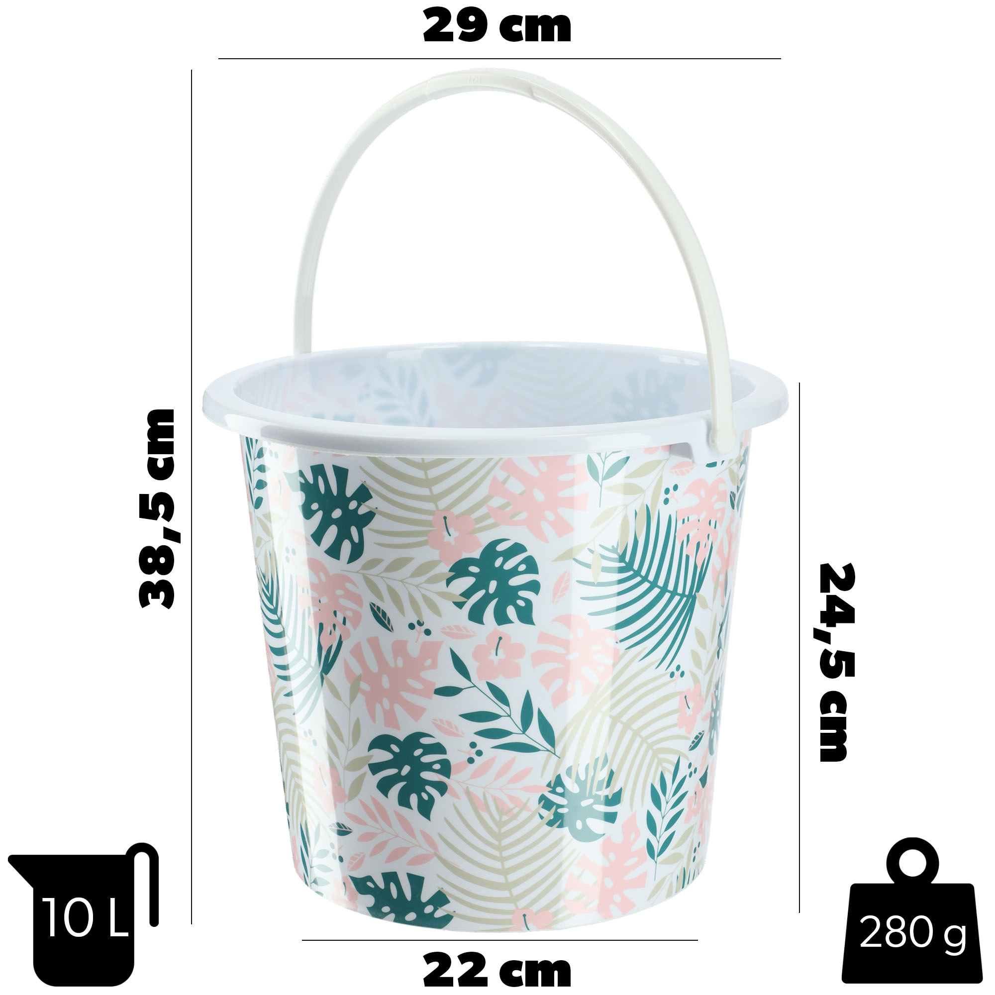 Wiadro plastikowe Ars 10L liście