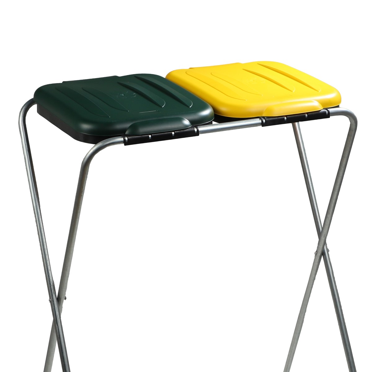 Stojak na worek do segregacji śmieci Bakel podwójny, zielono-żółty