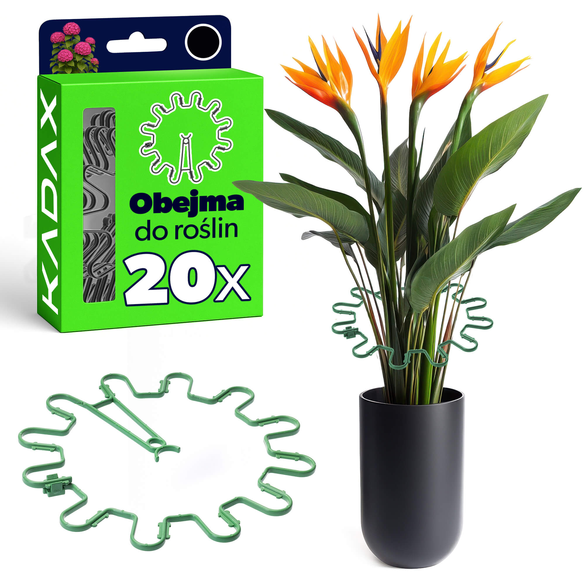 Obejma do roślin Montlaur 21 cm zielona 20 szt.