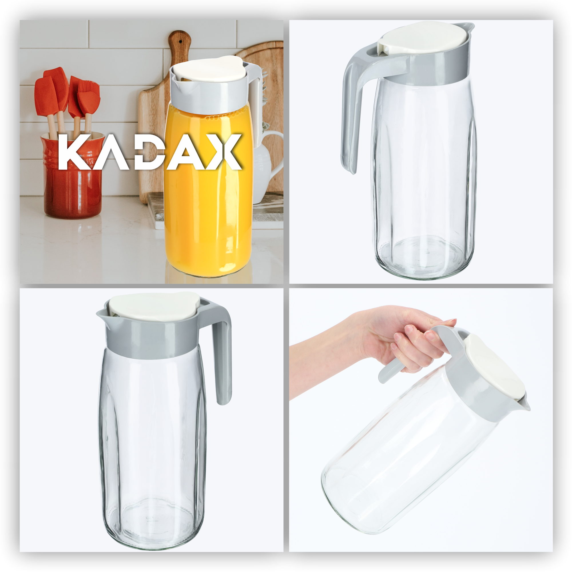 Dzbanek z pokrywką do soku i zimnych napojów 1,4L szary