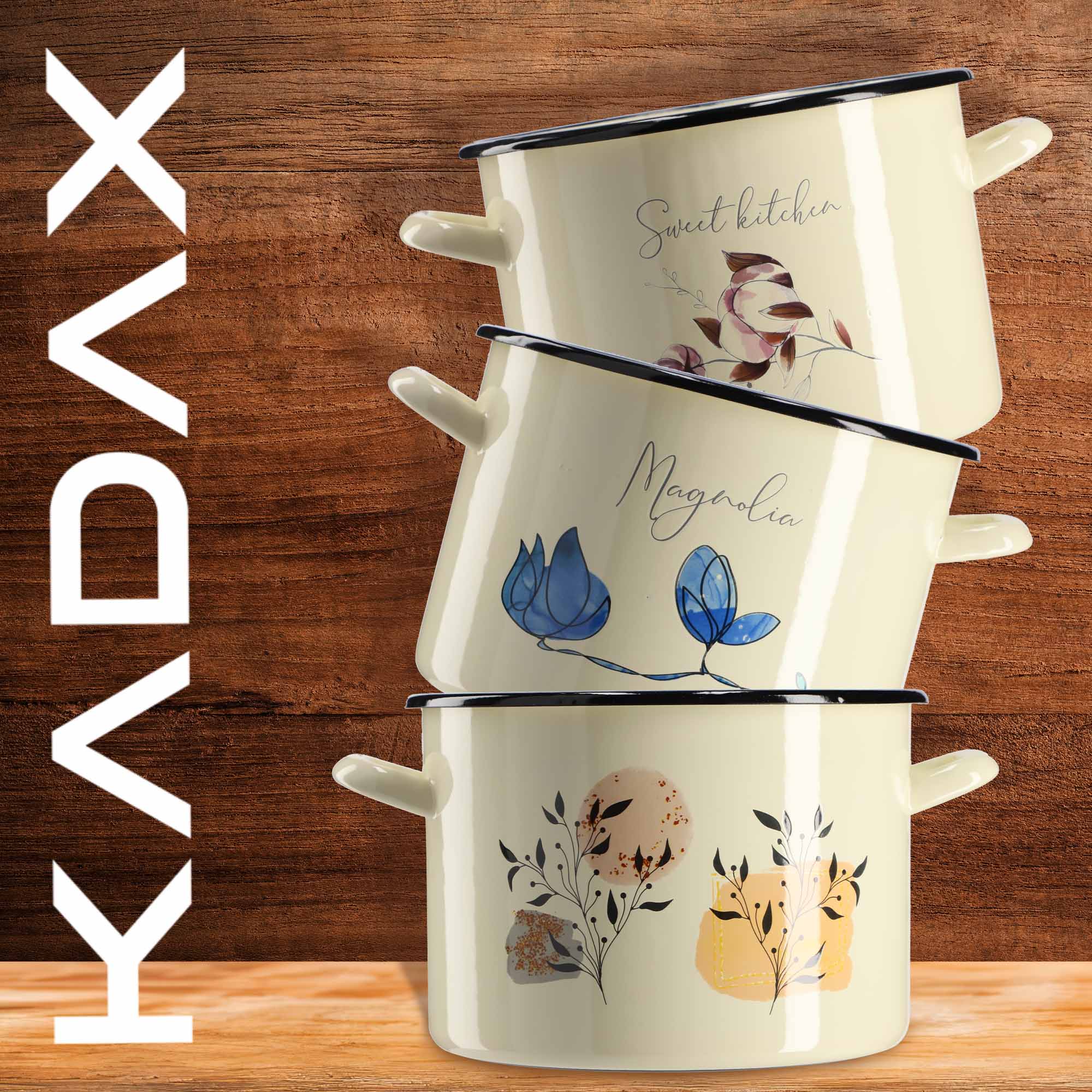 Garnek Emaliowany Luca 7L, magnolia