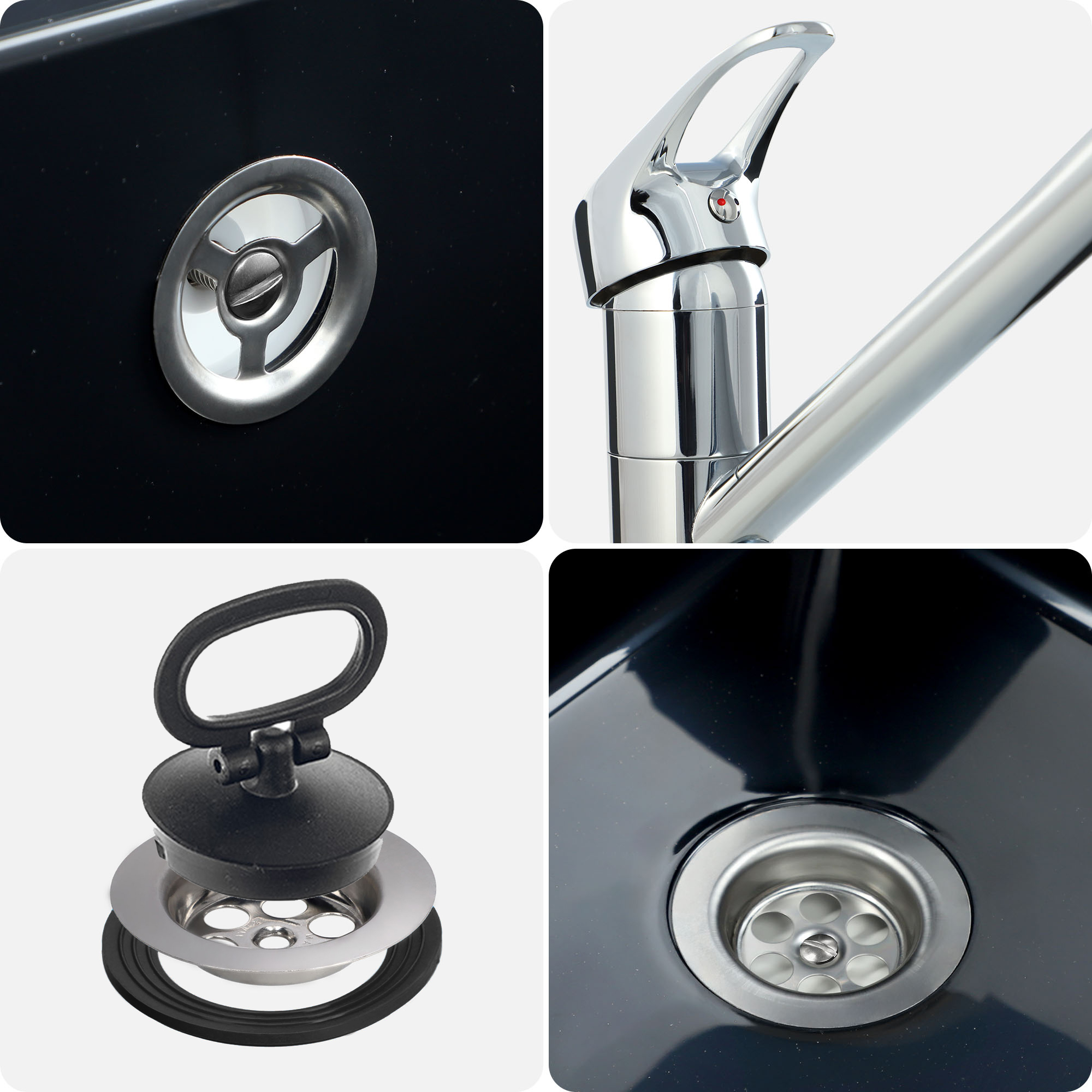 Zlew gospodarczy Gospo z baterią stojącą, czarny