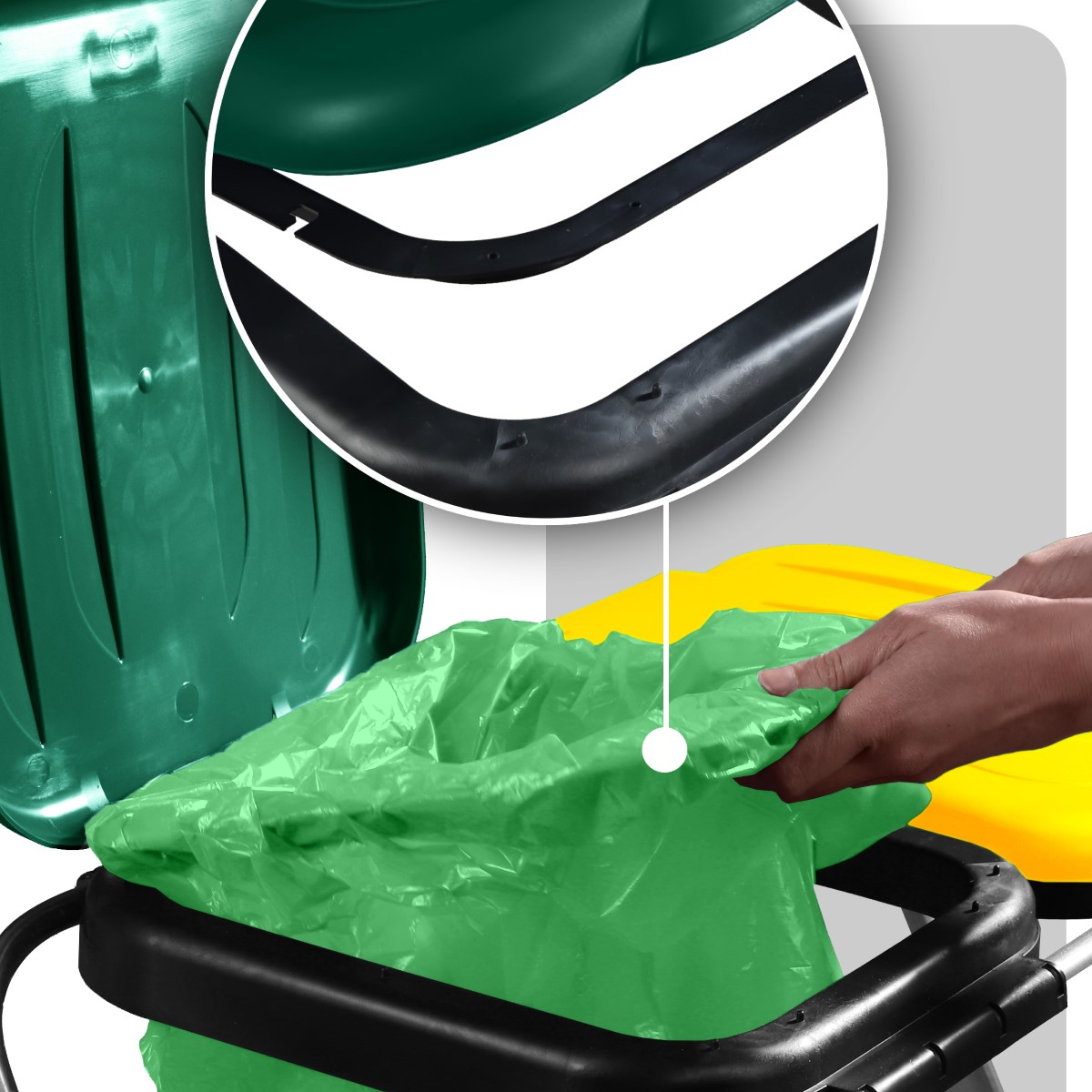 Stojak na worek do segregacji śmieci Bakel podwójny, zielono-żółty