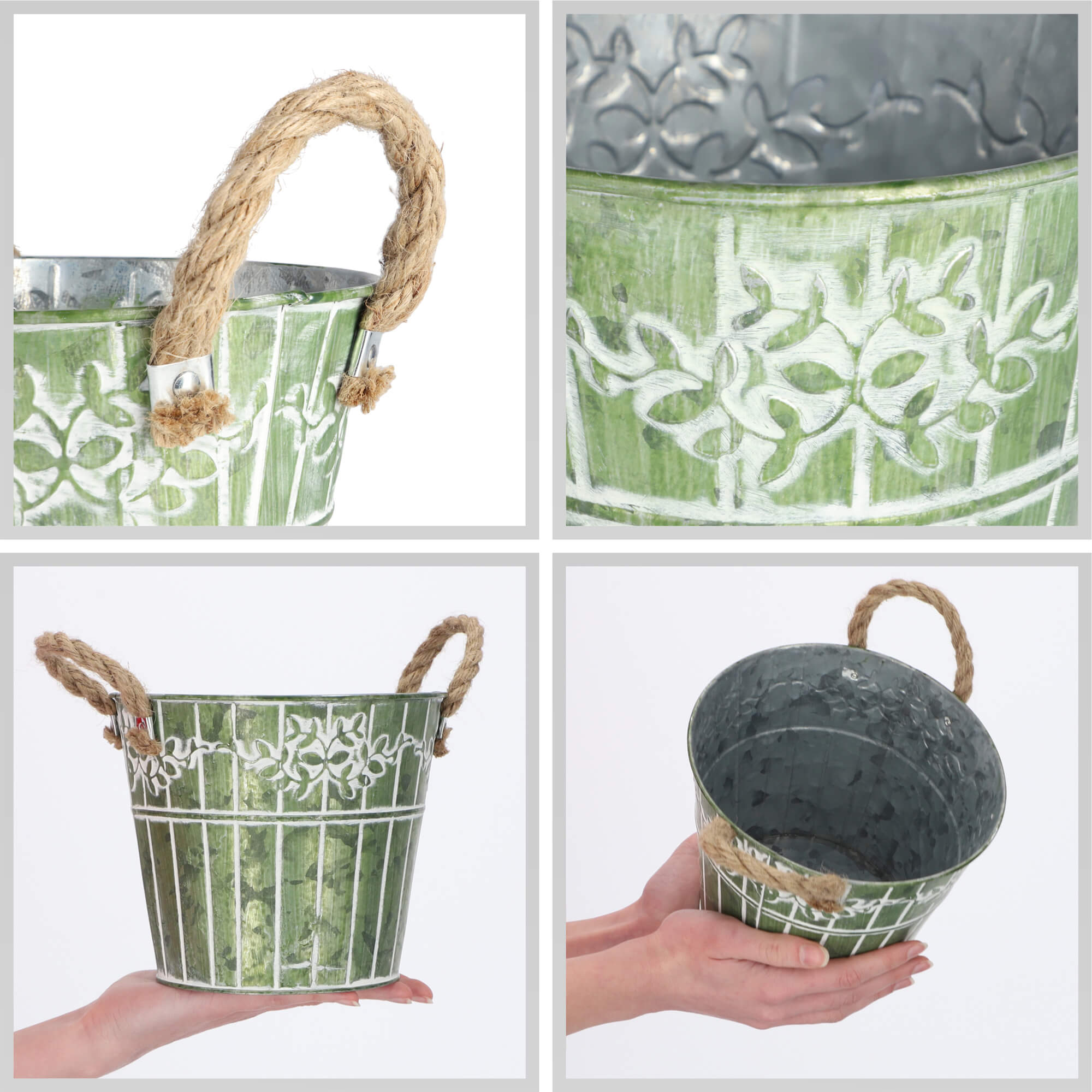 Osłonka na kwiaty okrągła Pino 18 cm, zielona
