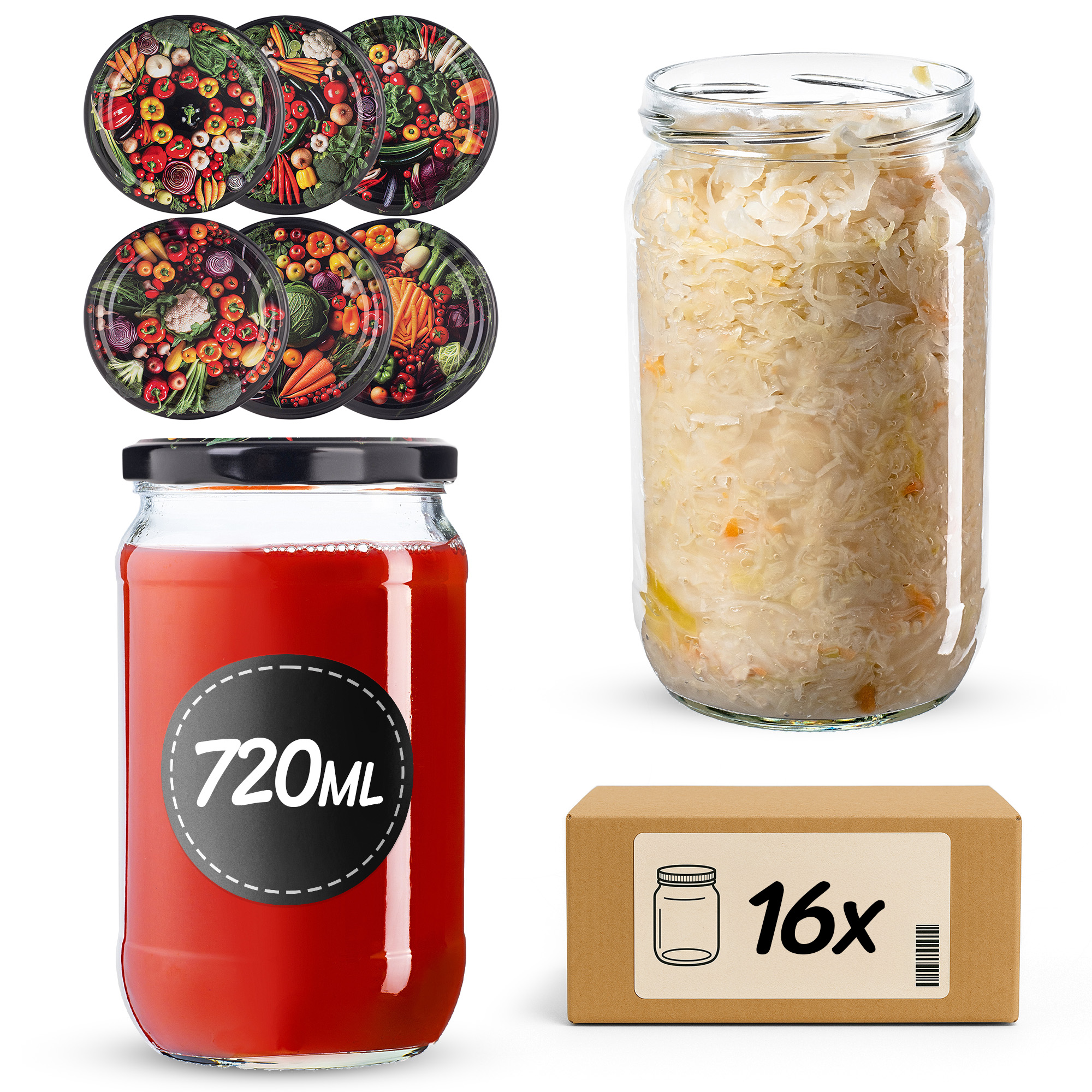 Słoiki na przetwory Niva 720ml fi82mm 48szt + wieczko Warzywa mix