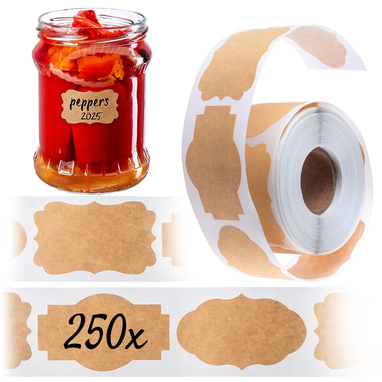 Etykiety samoprzylepne Sefro 5 x 3 cm brązowe 250 szt.