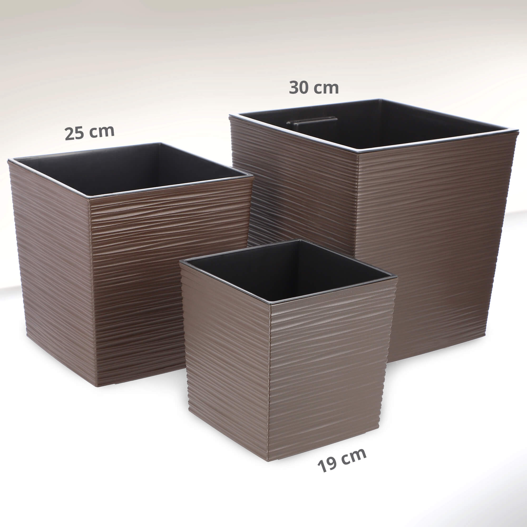 Donica na kwiaty Tres z wkładem dłuto 19 cm, mokka