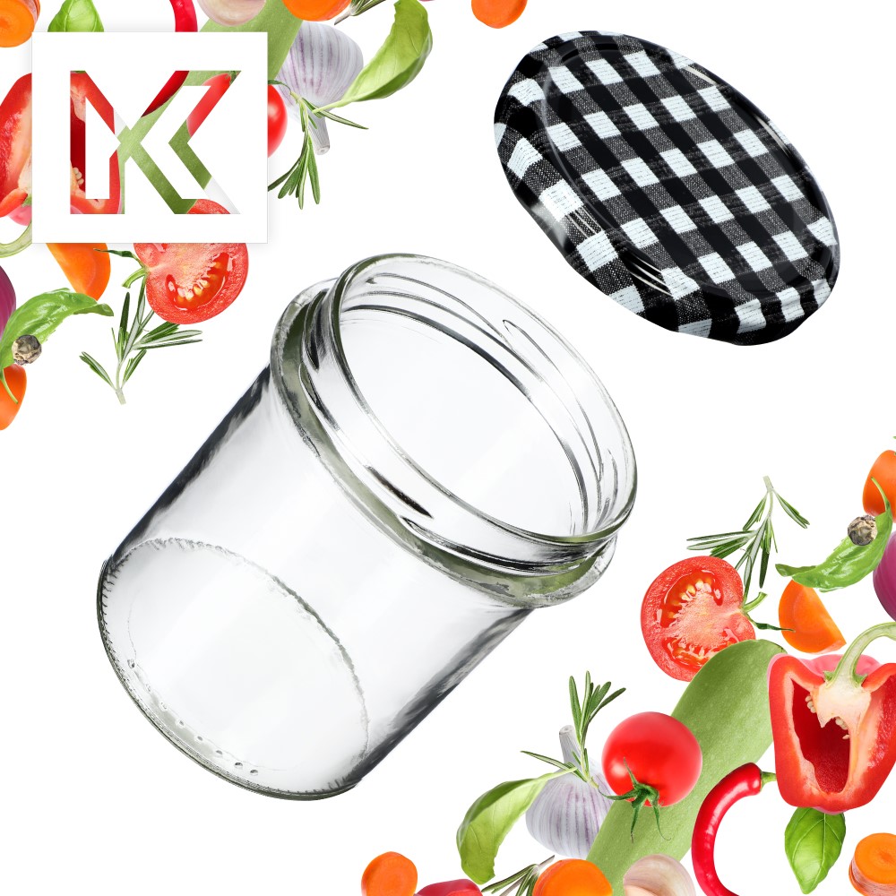 Słoiki na przetwory Avila 350ml 50szt 82mm + wieczka "Czarna Krata"