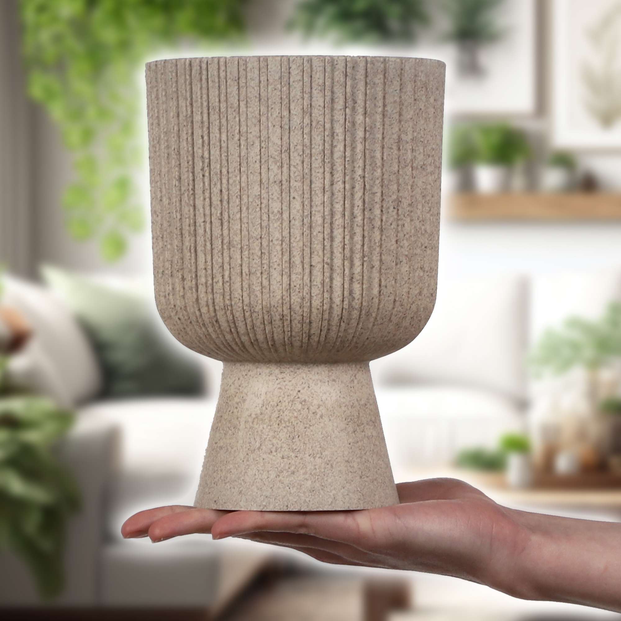 Doniczka na nóżce Golem Eco 18 cm, biała