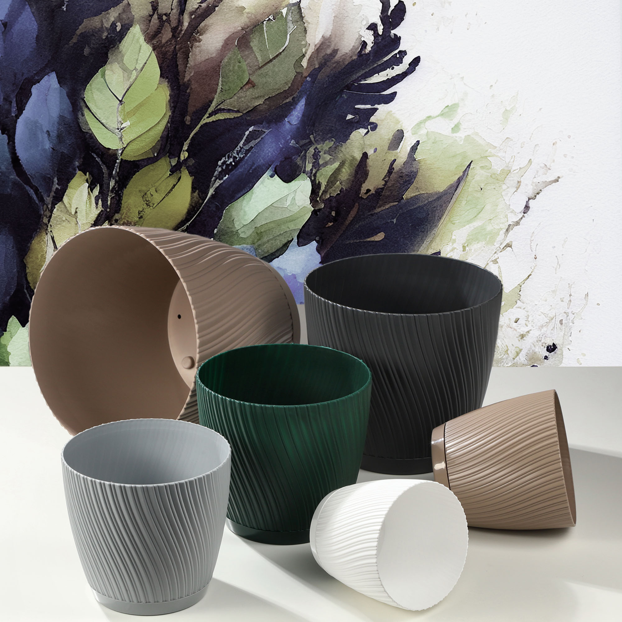 Doniczka z podstawką Tubas 19 cm, zielona