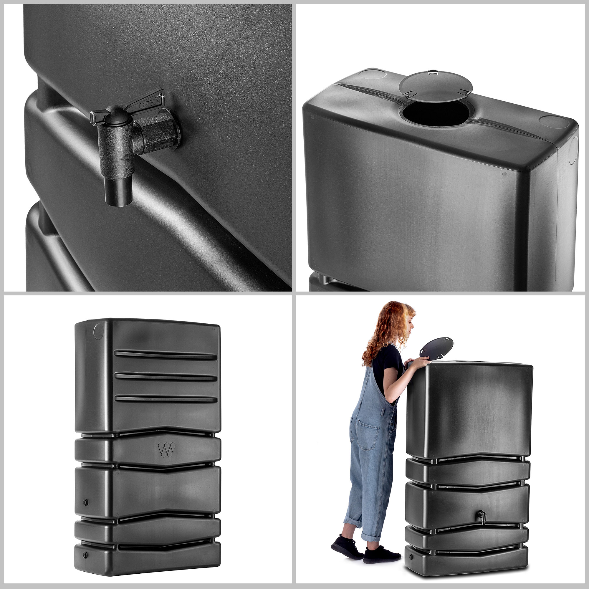 Zbiornik na deszczówkę Asolo 350L + zestaw przyłączeniowy