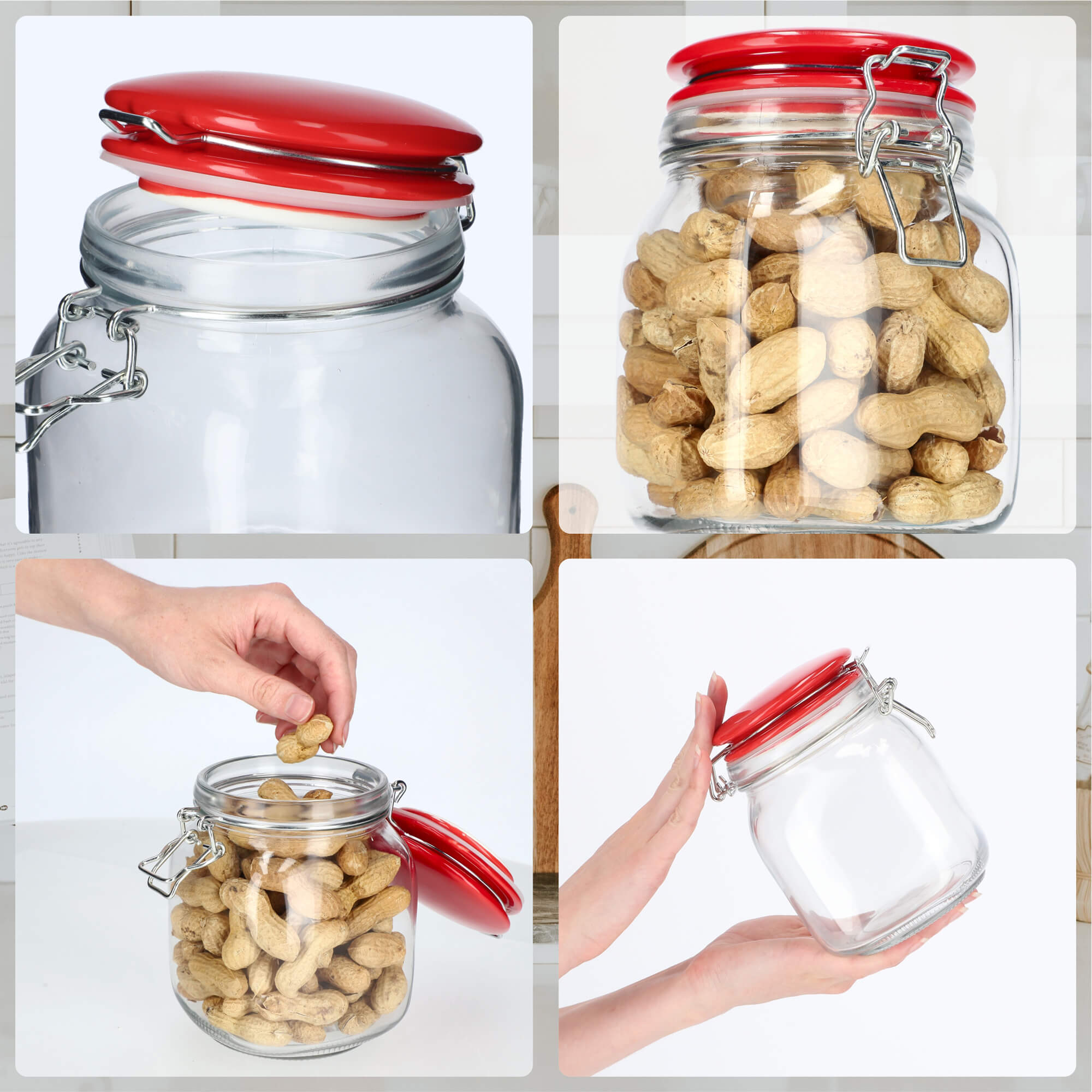 Słoik hermetyczny z ceramiczną pokrywą 1L czerwony