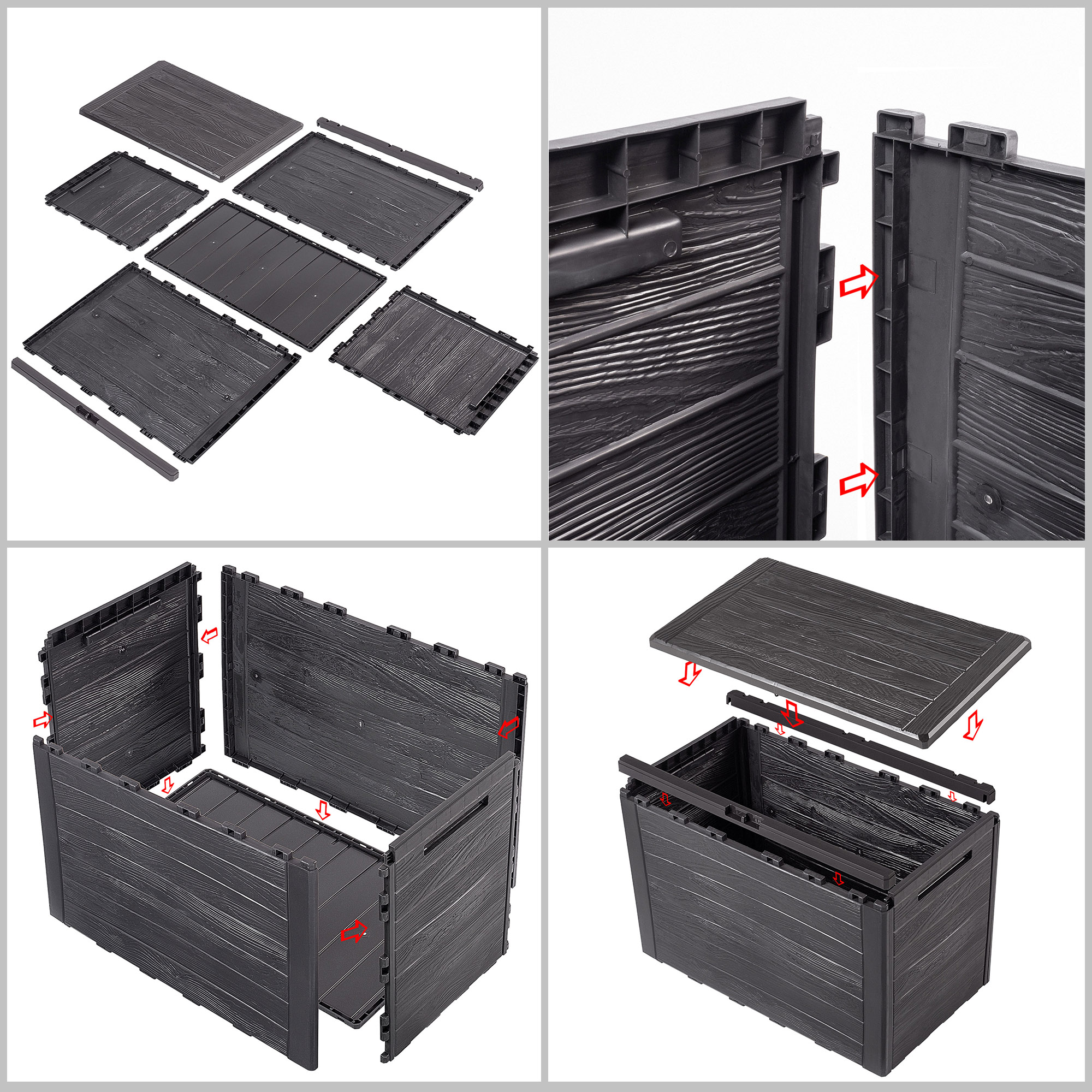 Skrzynia ogrodowa Grewena 190L, ciemny brąz