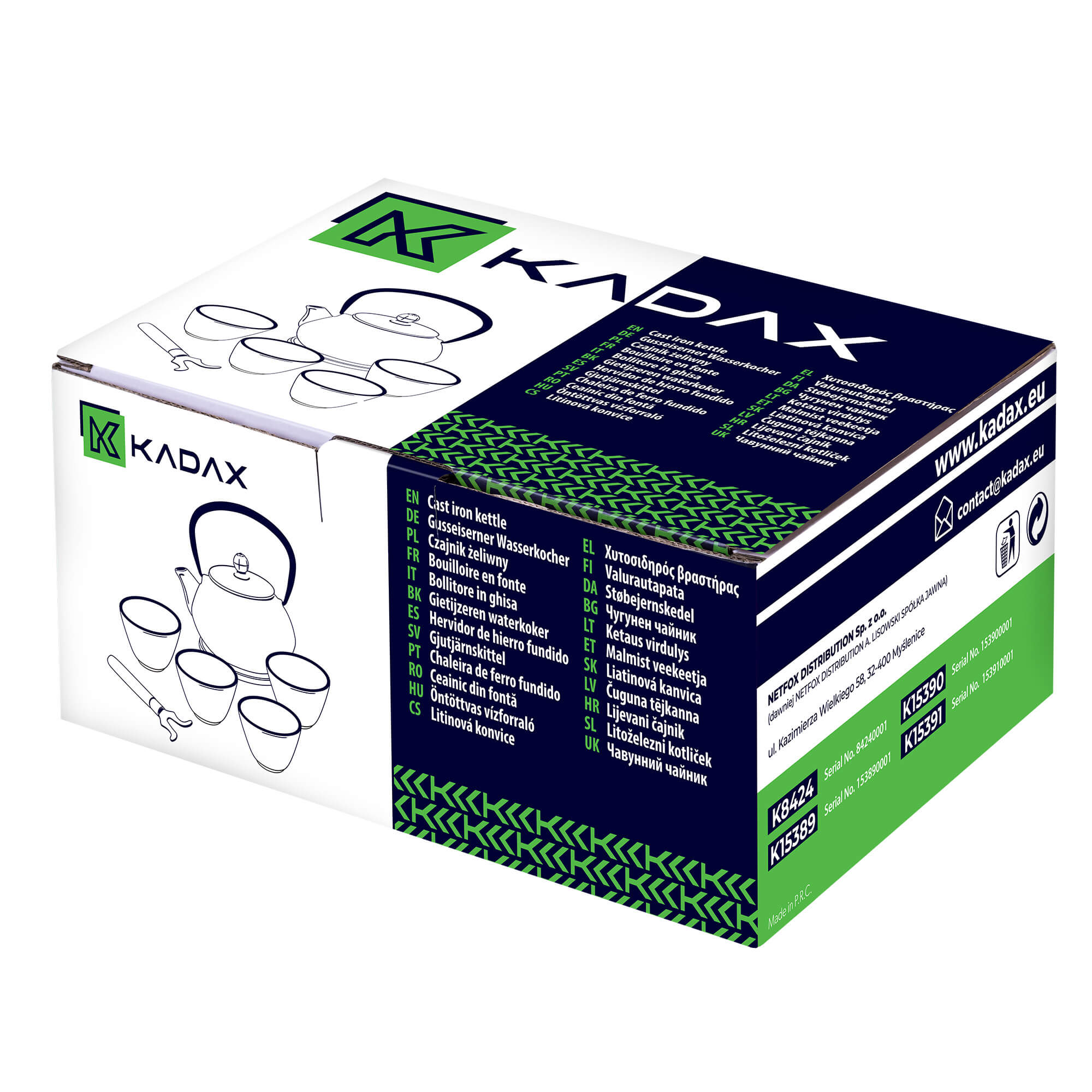 Czajnik żeliwny z czarkami i zaparzaczem Genua fioletowy