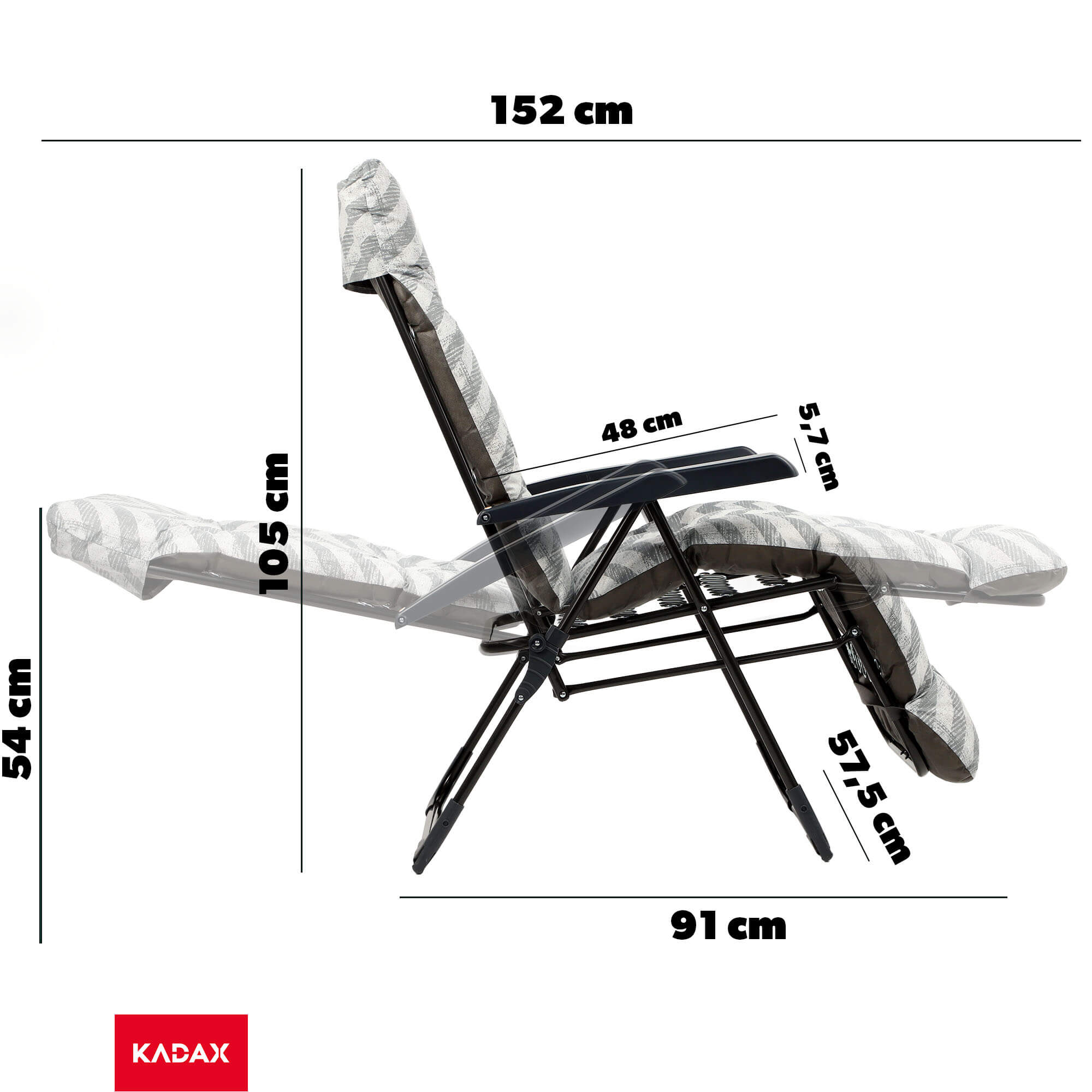 Leżak ogrodowy Alicante Plus 152 x 54 cm "Zygzak"