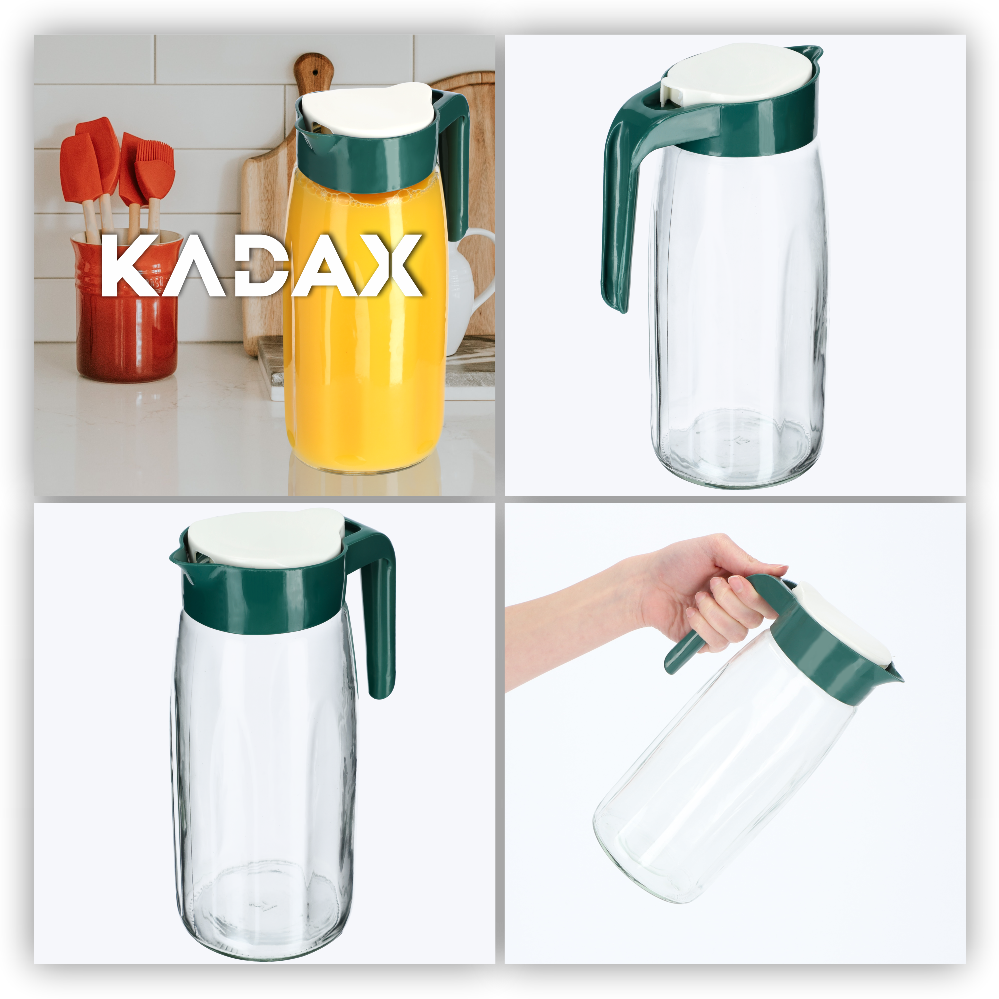 Dzbanek z pokrywką do soku i zimnych napojów 1,4L zielony