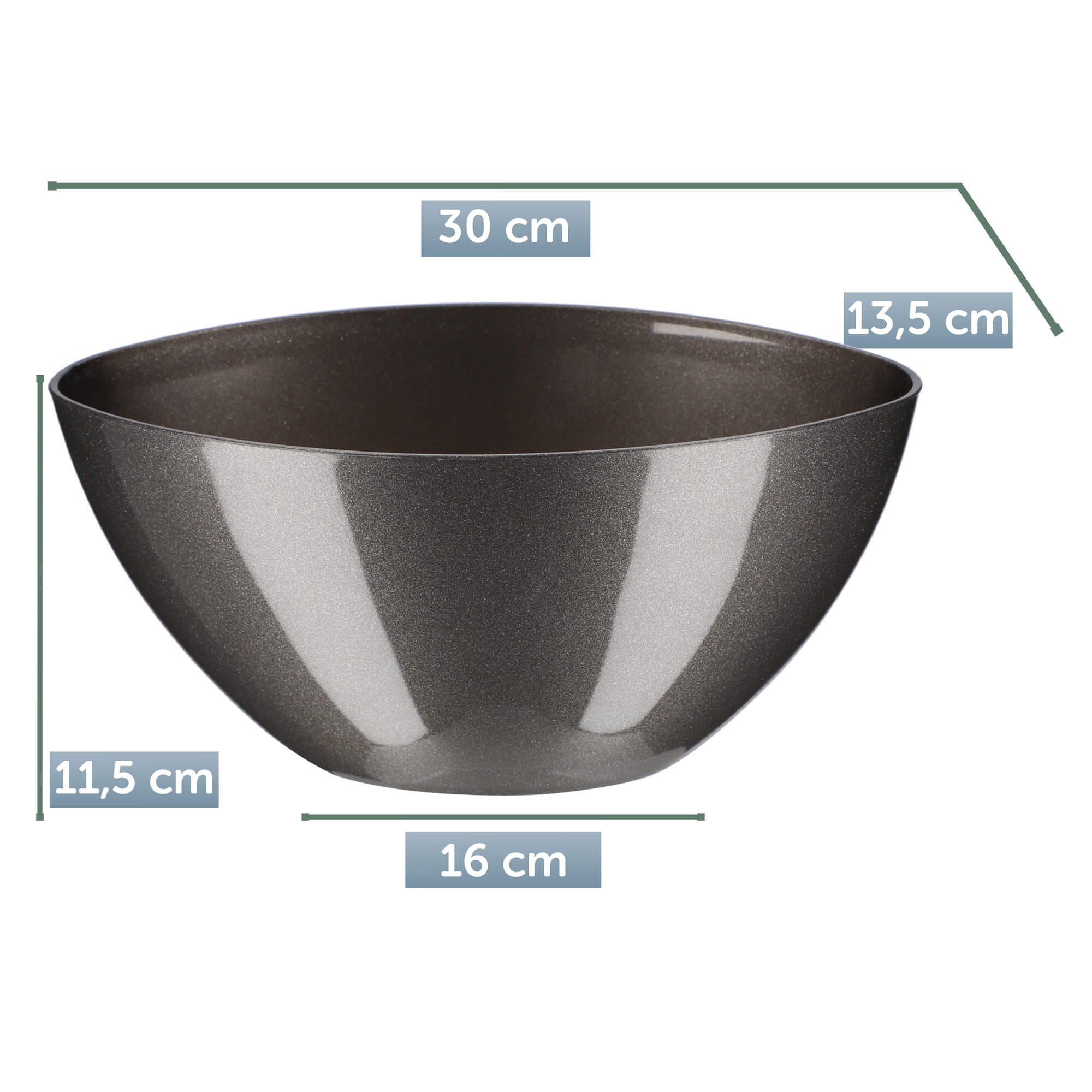 Doniczka na kwiaty Ptuj owalna 30cm, grafitowa