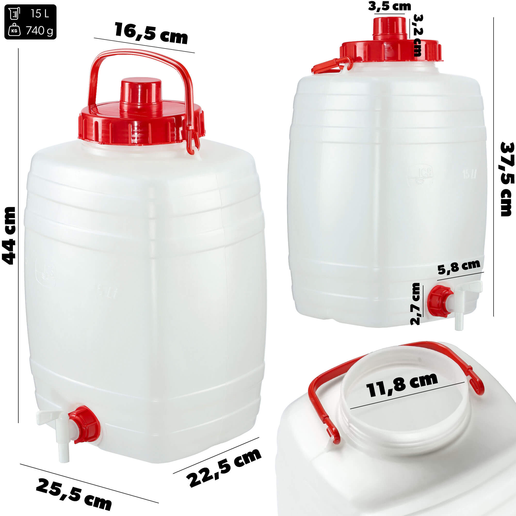 Plastikowa beczka z kranikiem Asele na wodę 15L