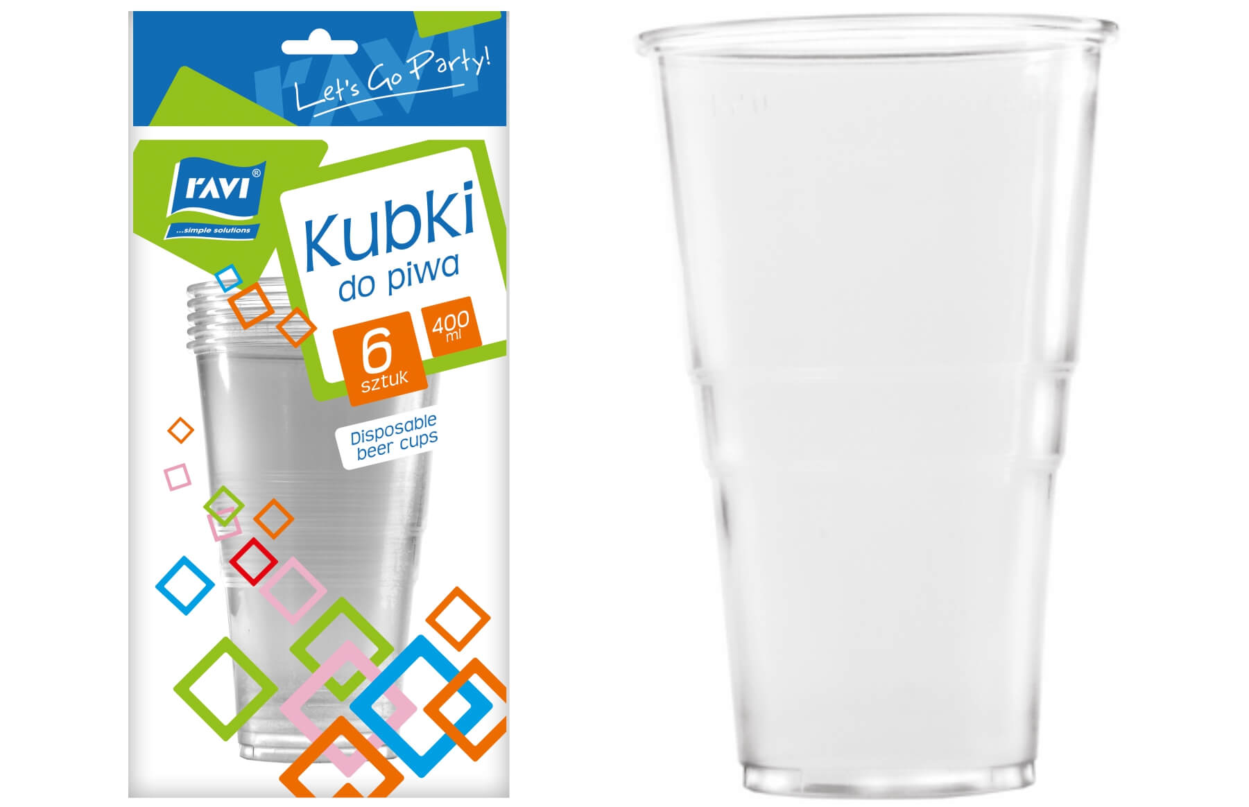 Kubki jednorazowe do zimnych napojów 400 ml 6 szt.