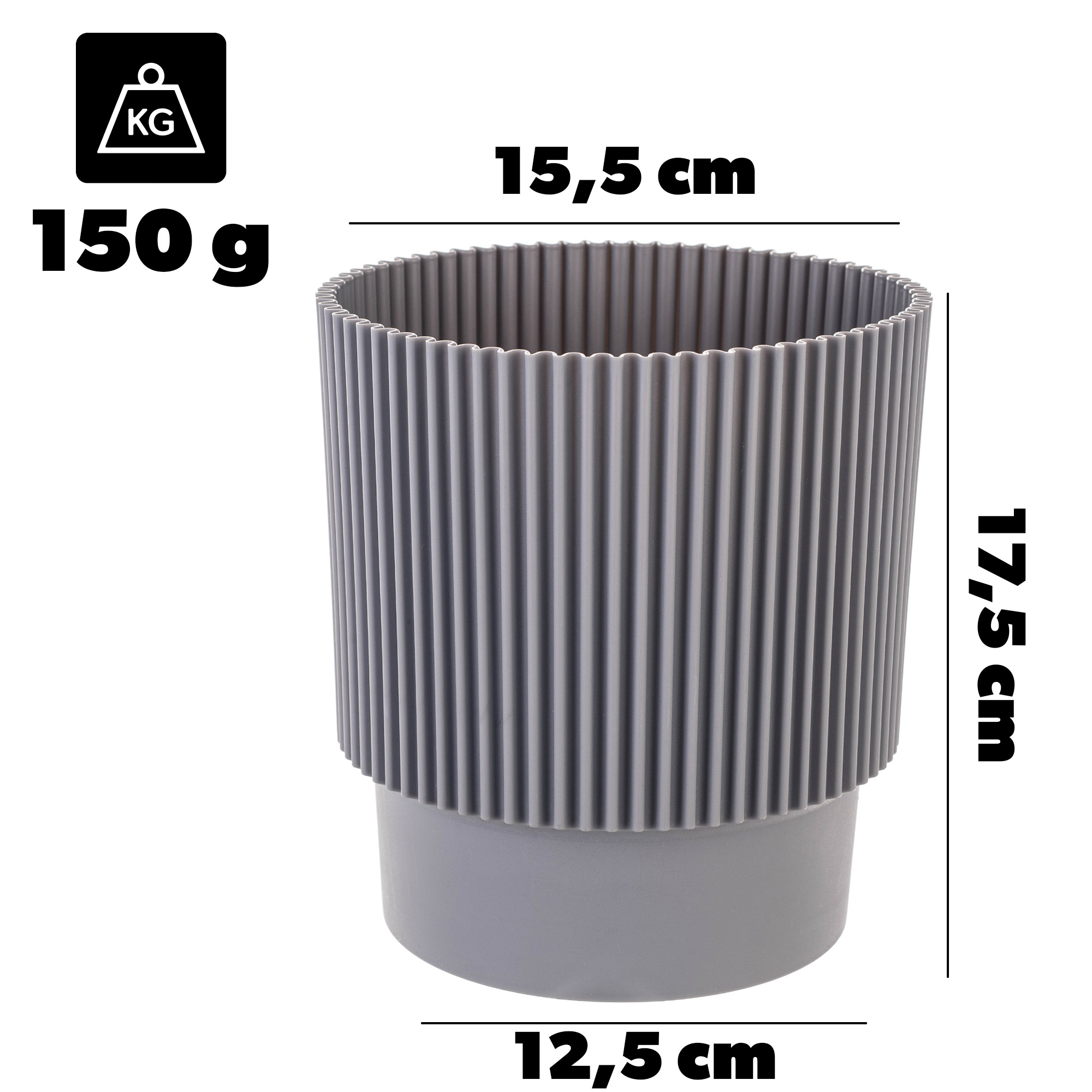 Doniczka na kwiaty Aldeia 16cm szara
