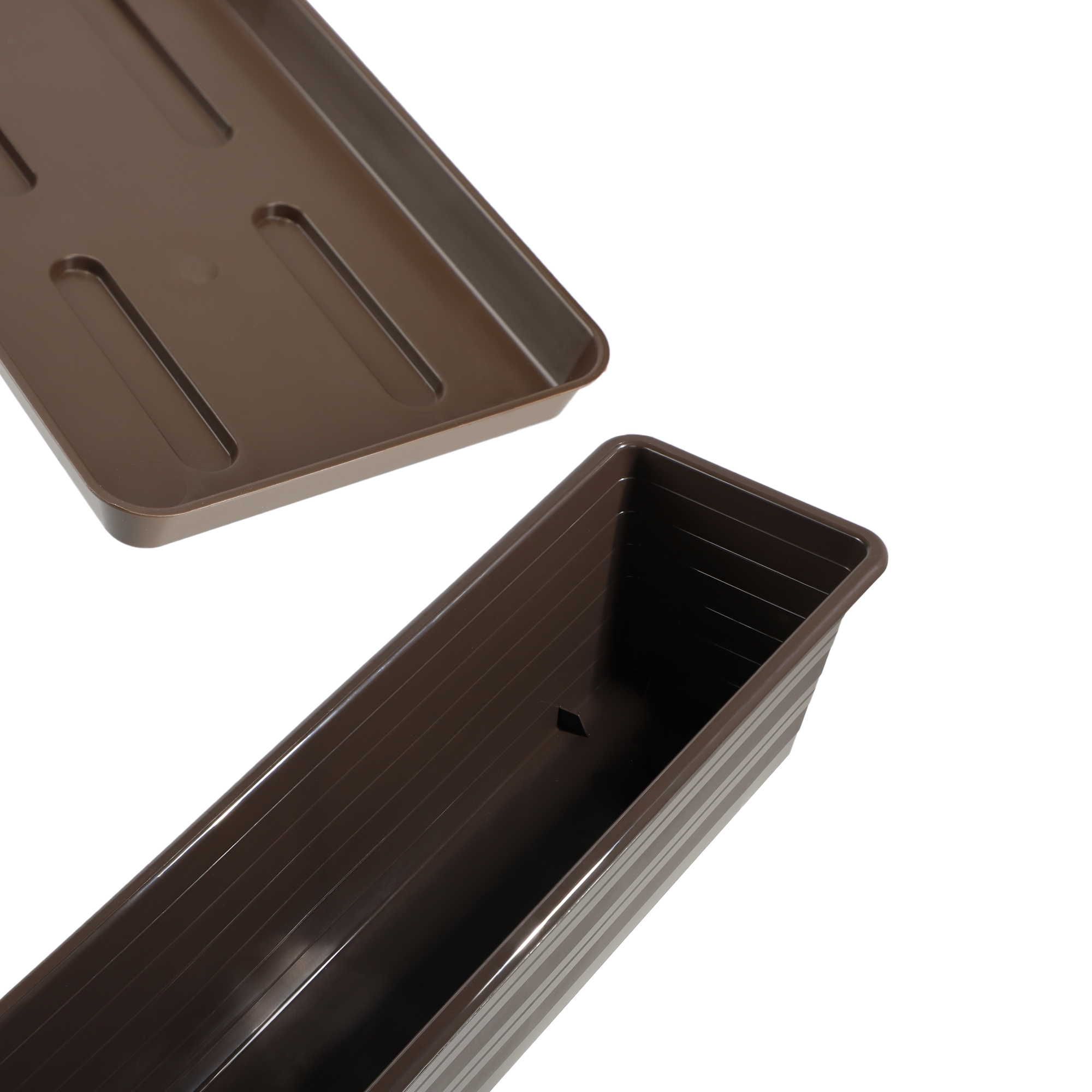 Doniczka balkonowa Cati 60 cm + podstawka 60 cm, brąz