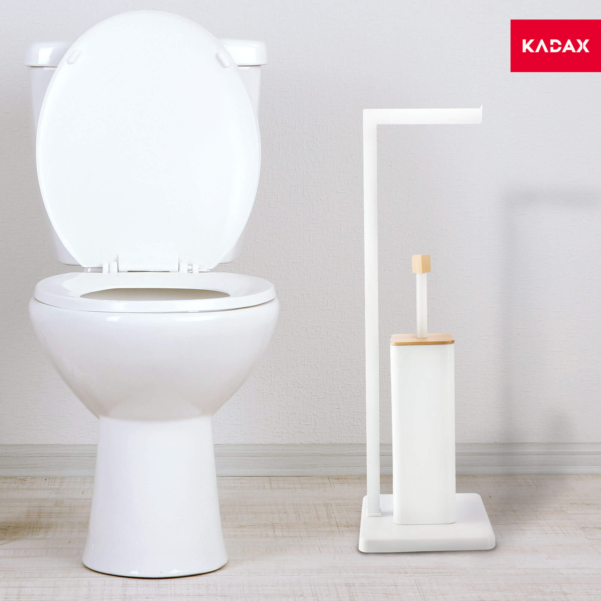 Zestaw łazienkowy Tapio stojak na papier toaletowy + szczotka do WC, biały