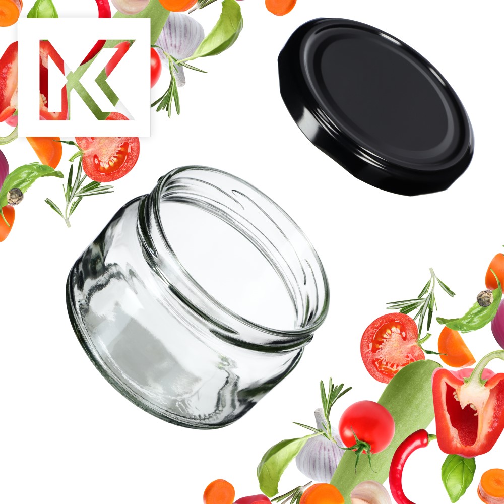 Słoiki na przetwory Denia 250ml 10szt 82mm + wieczko czarne