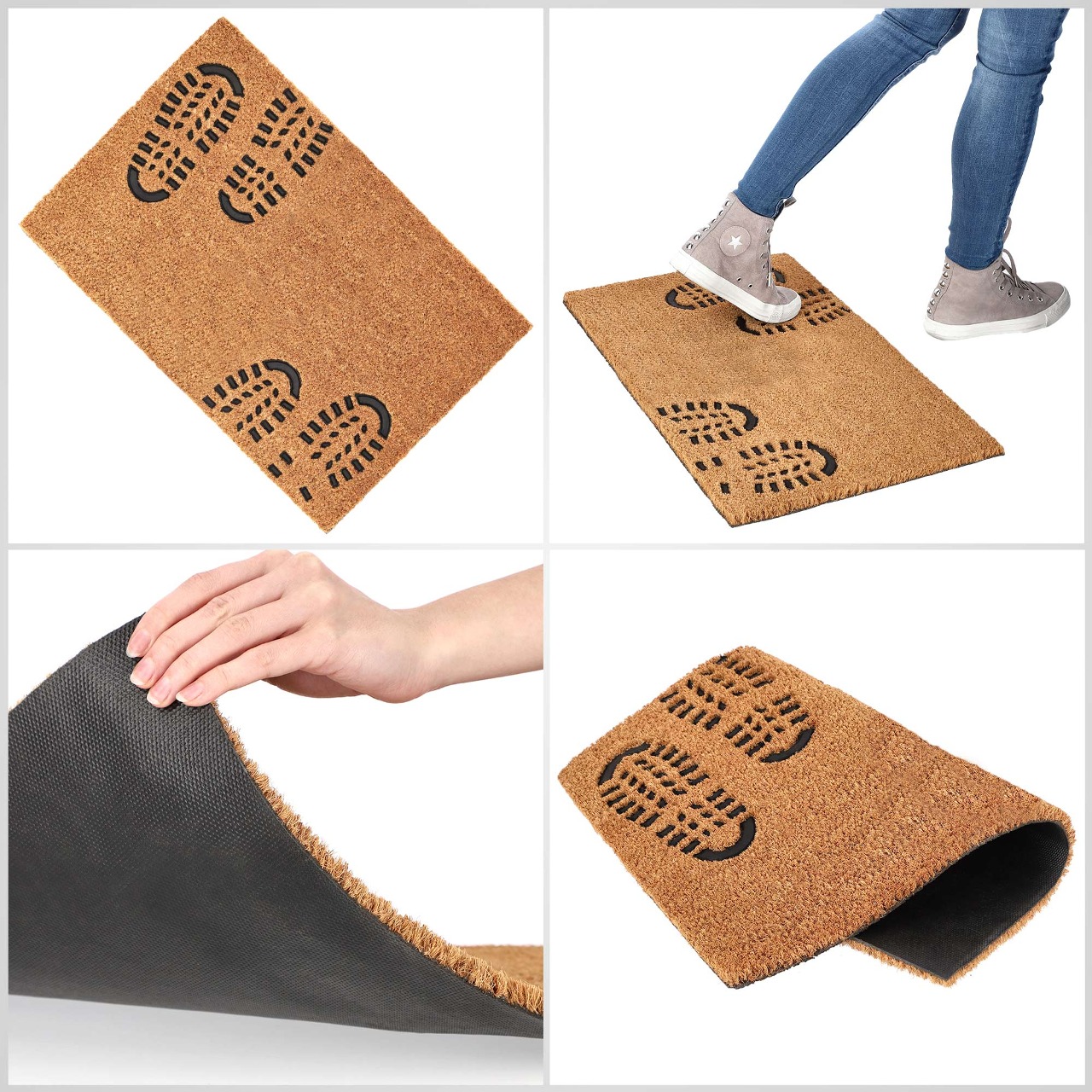 Wycieraczka pod drzwi „Odcisk butów" 60 x 40 cm, brązowa