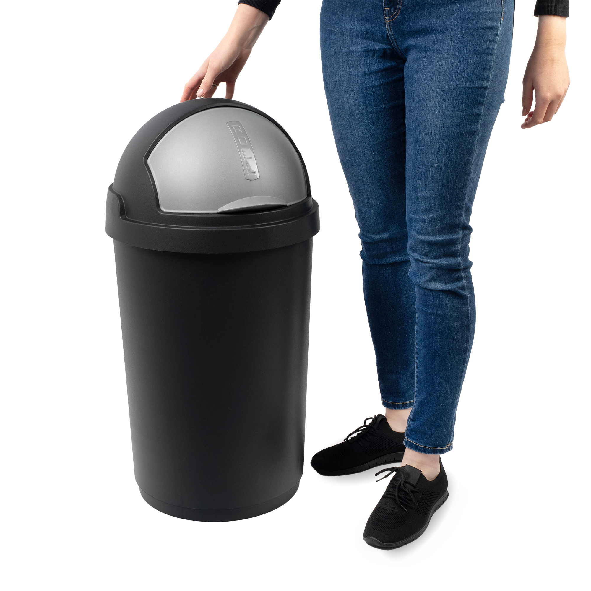 Kosz na śmieci 50L Curver, czarno-srebrny