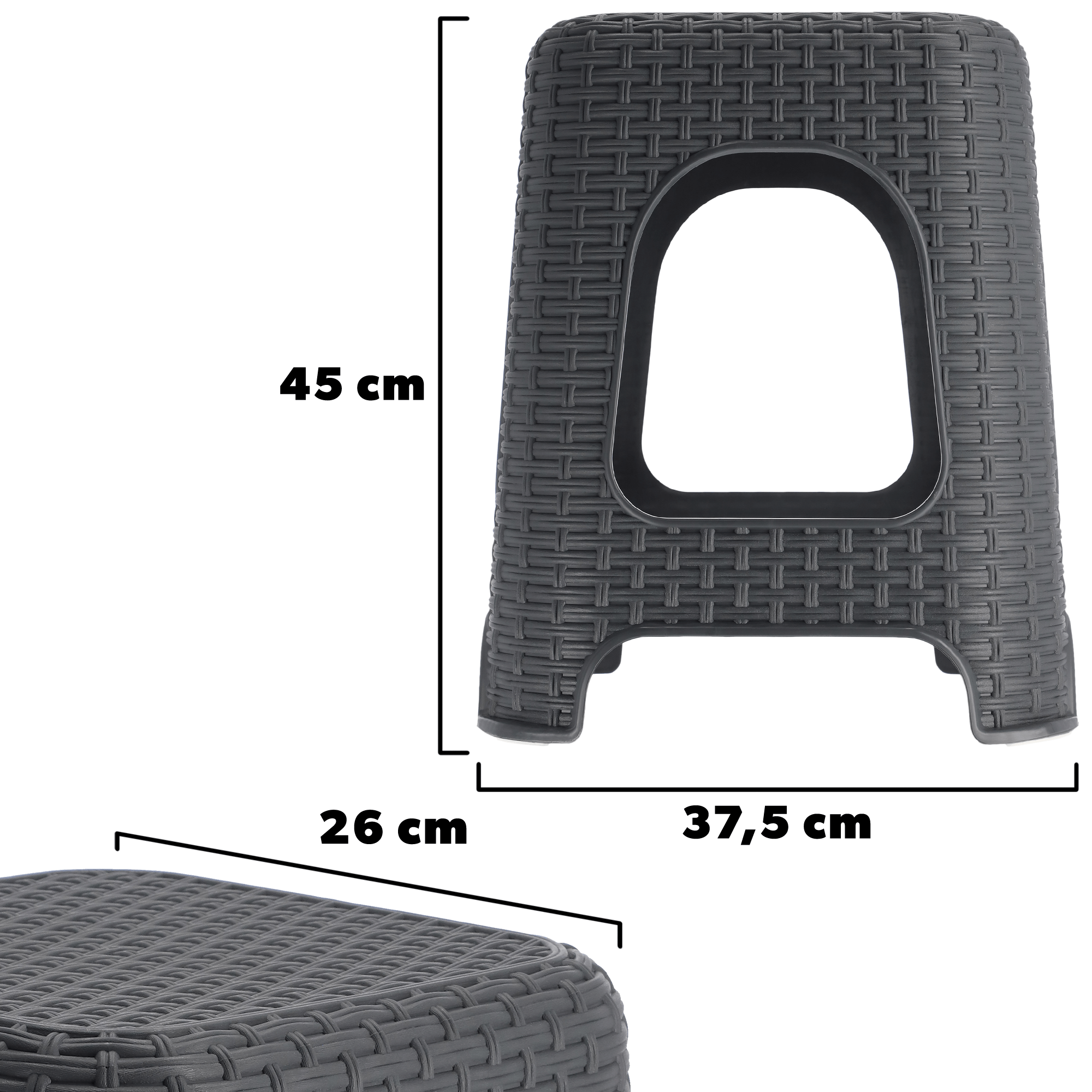 Taboret kuchenny Habol 45 x 26 cm, antracyt