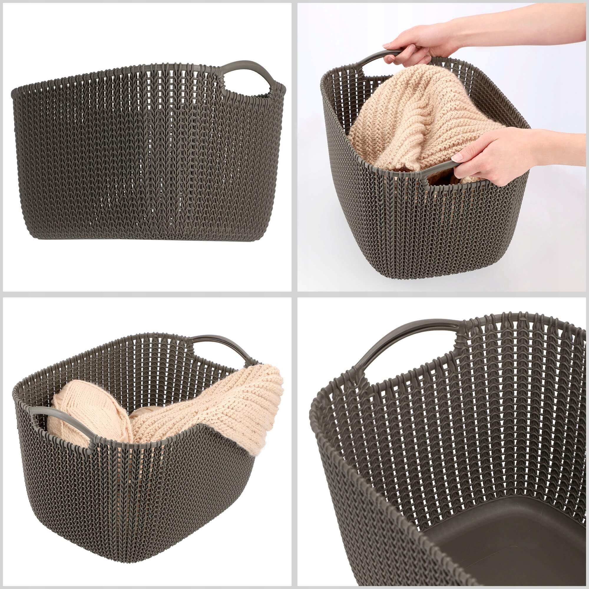 Koszyk z uchwytami 19L Curver Knit, brązowy