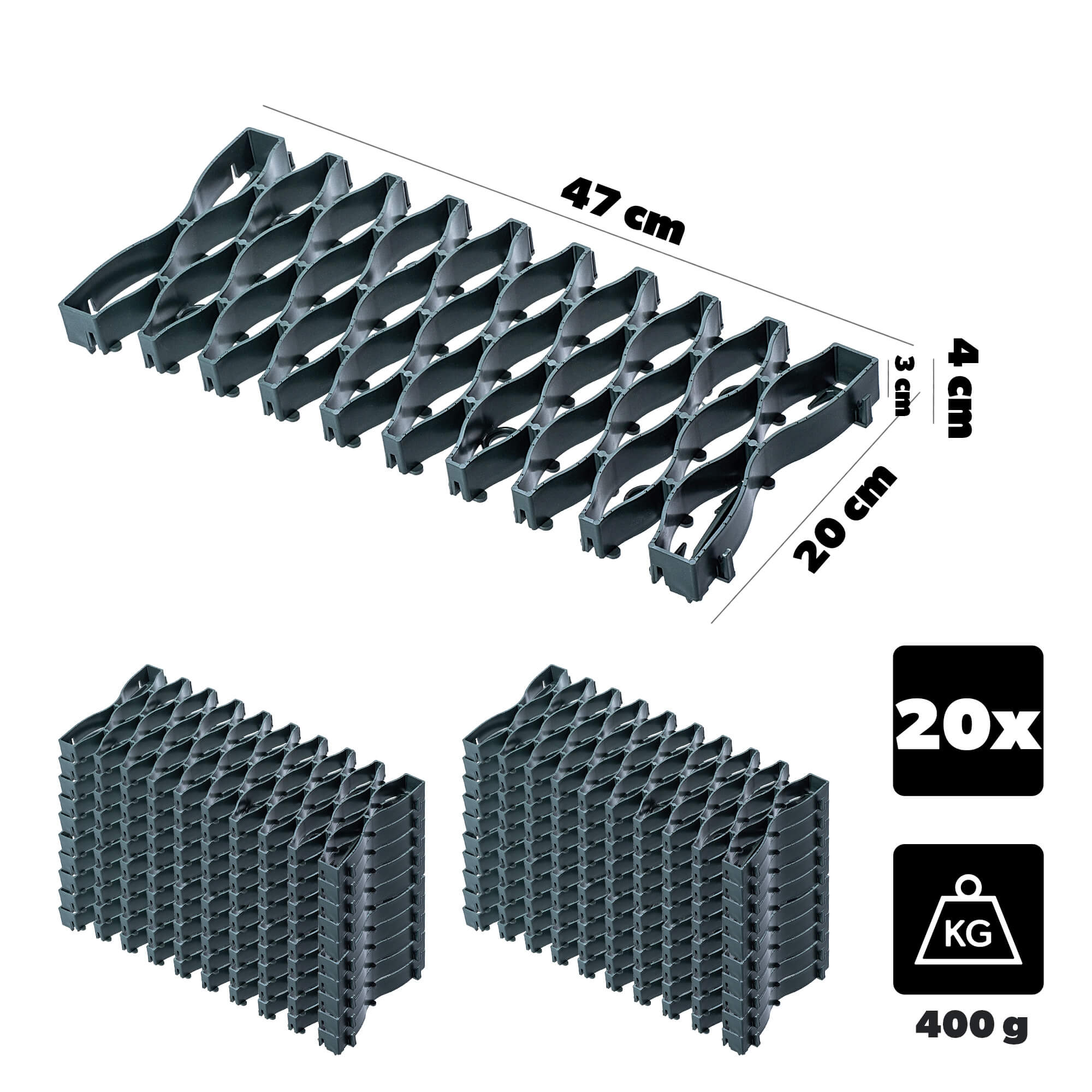 Kratka trawnikowa Montaron pod roboty koszące 47 x 20 cm zielona 20 szt.