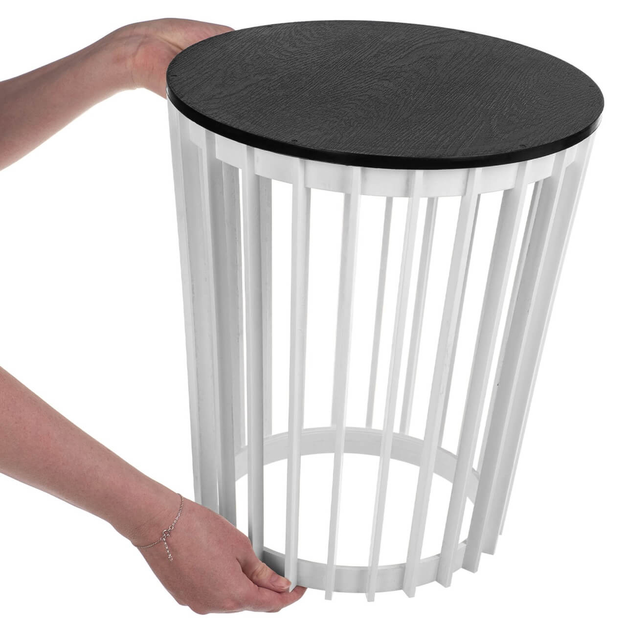 Kwietnik dwustronny Aytre 40 cm biały + blat czarny