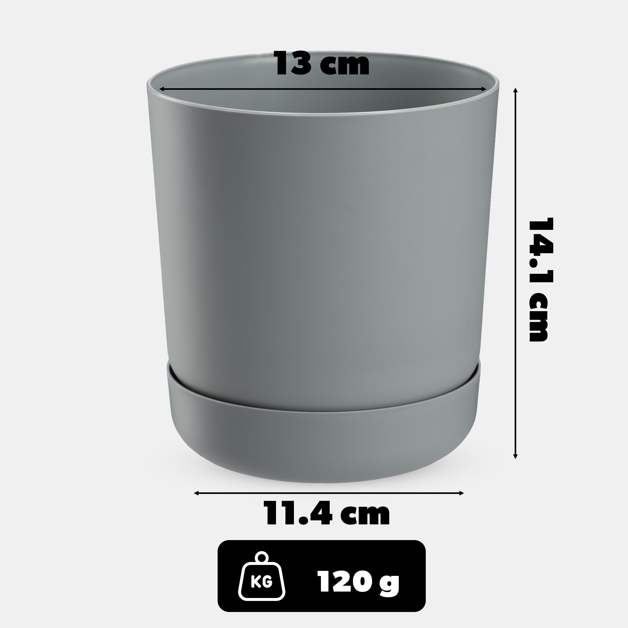 Doniczka Kama z podstawką 13 cm, platyna