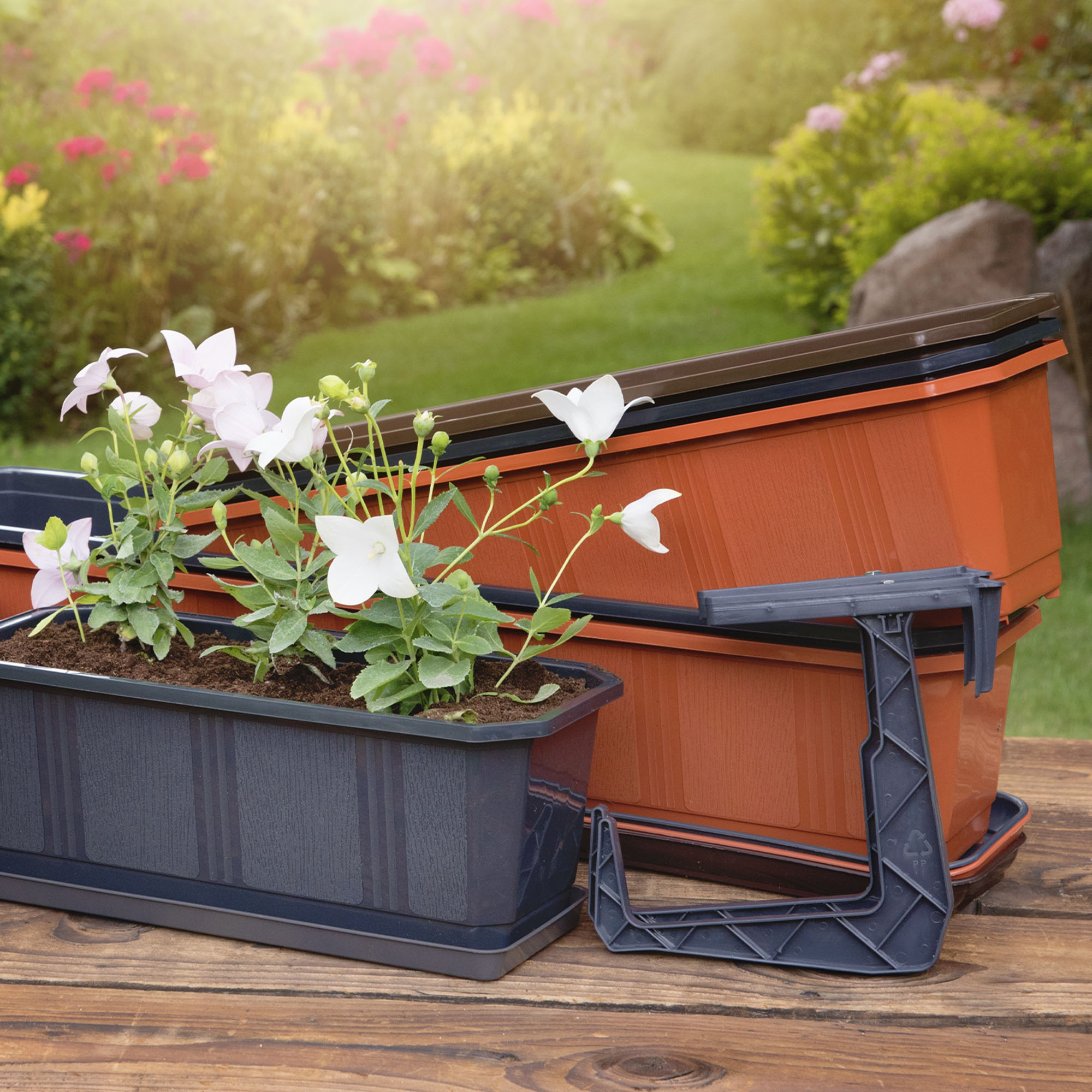 Doniczka balkonowa z uchwytami terakota Oste 40 cm, 4 szt.