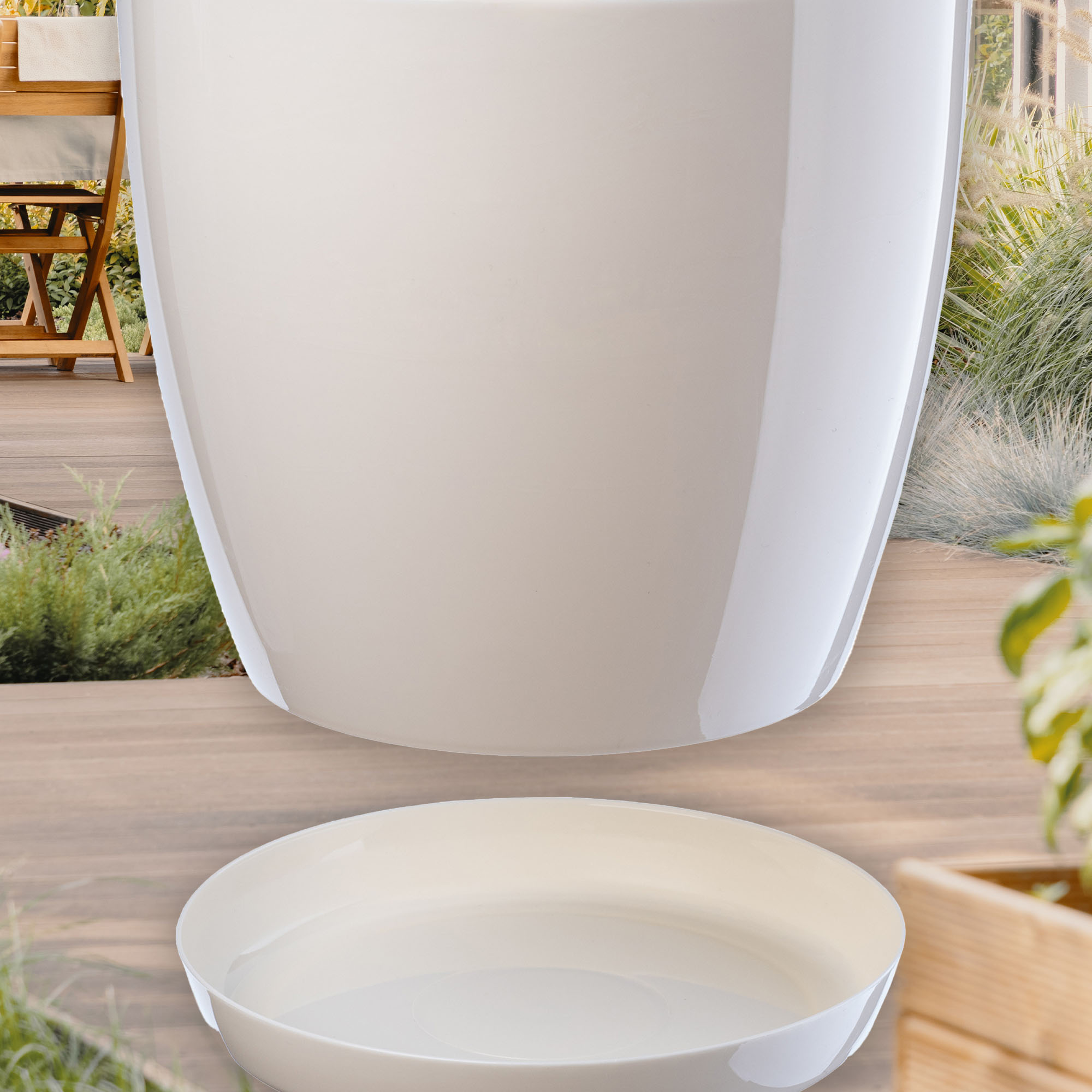 Doniczka Agen z podstawką kremowa 20 cm, 3 szt.