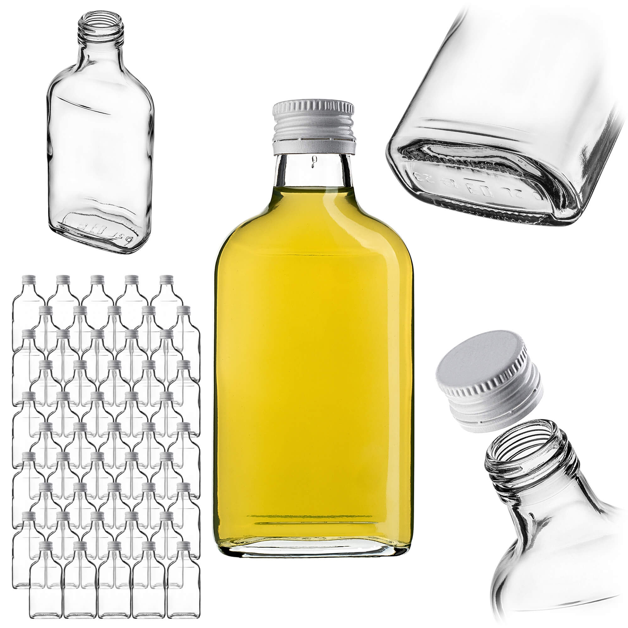 Butelka piersiówka Viane 200ml z białą zakrętką 50 szt.