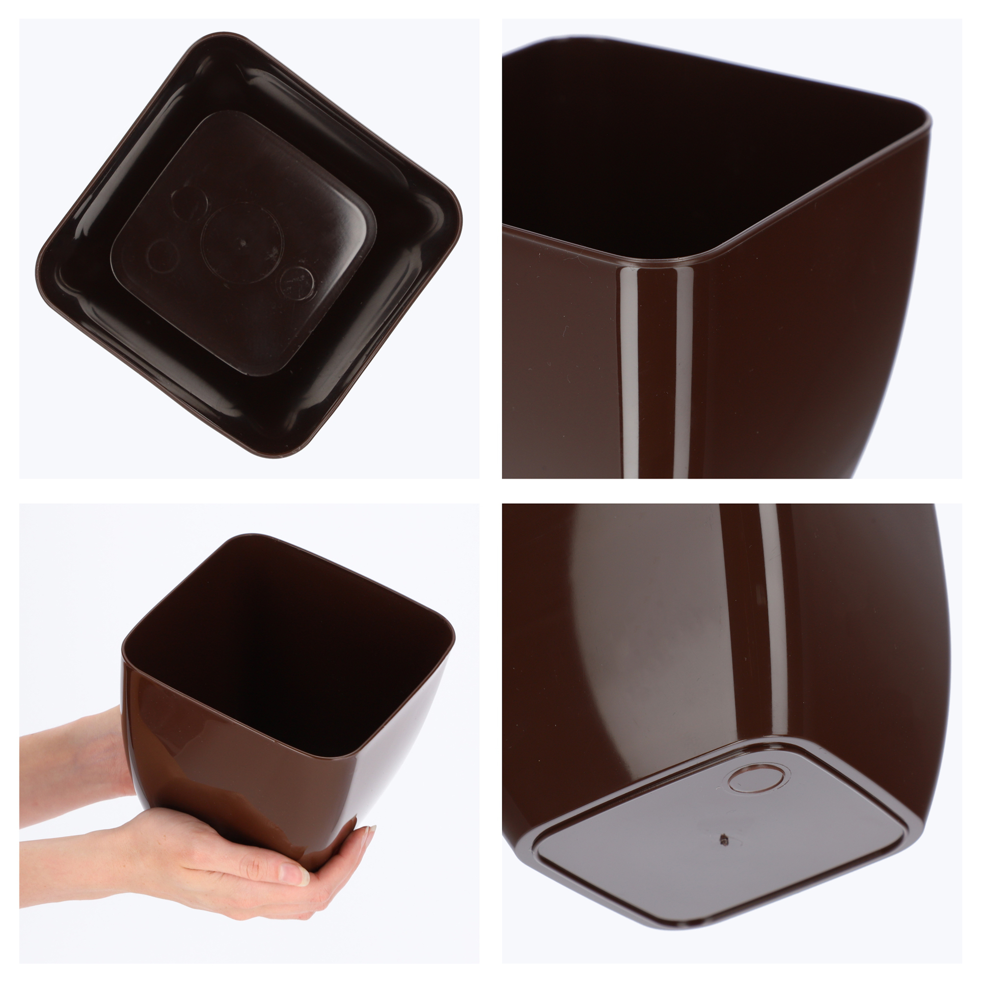 Doniczka kwadratowa Borgo 16 cm, brązowa