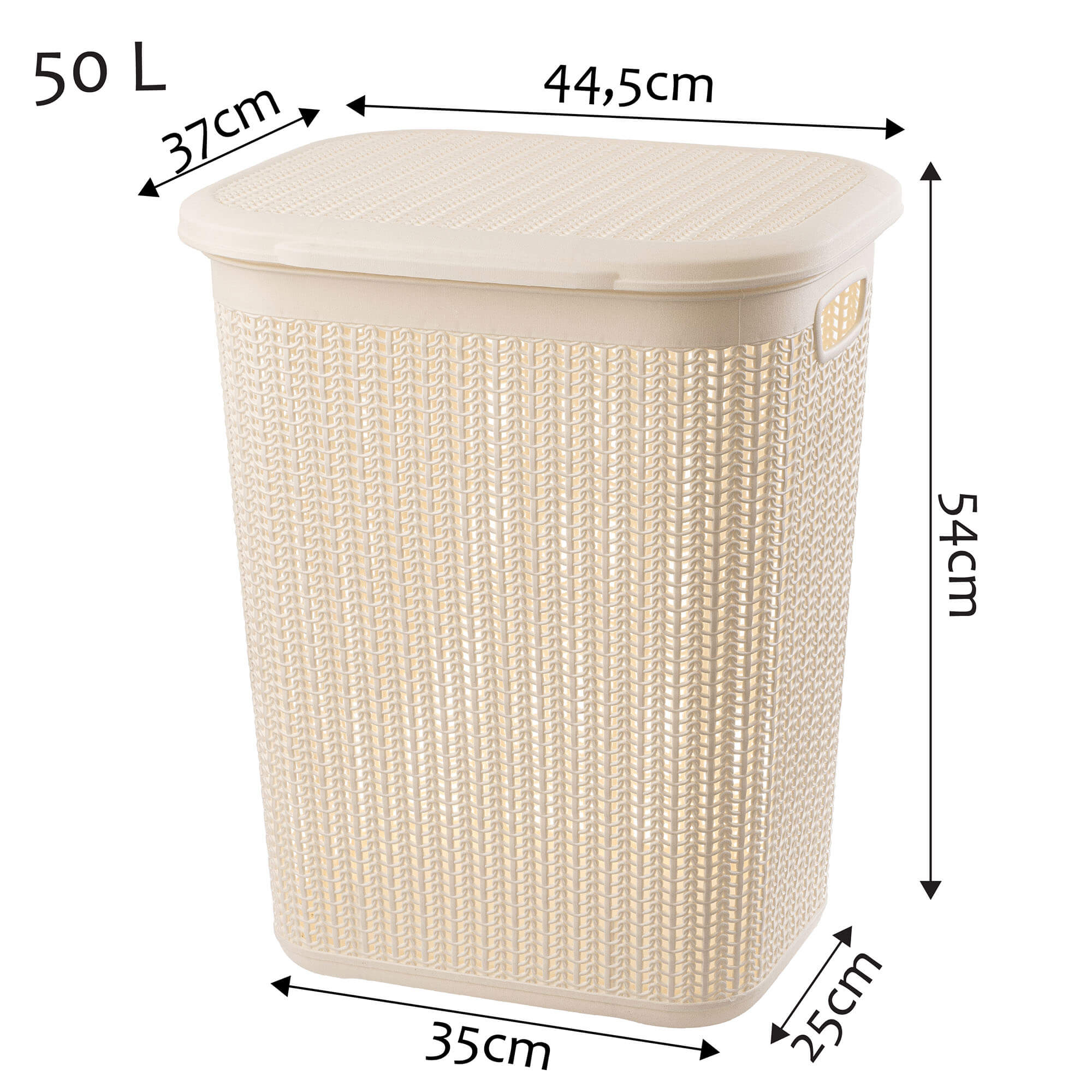 Kosz z pokrywą na pranie Mera 50L kremowy