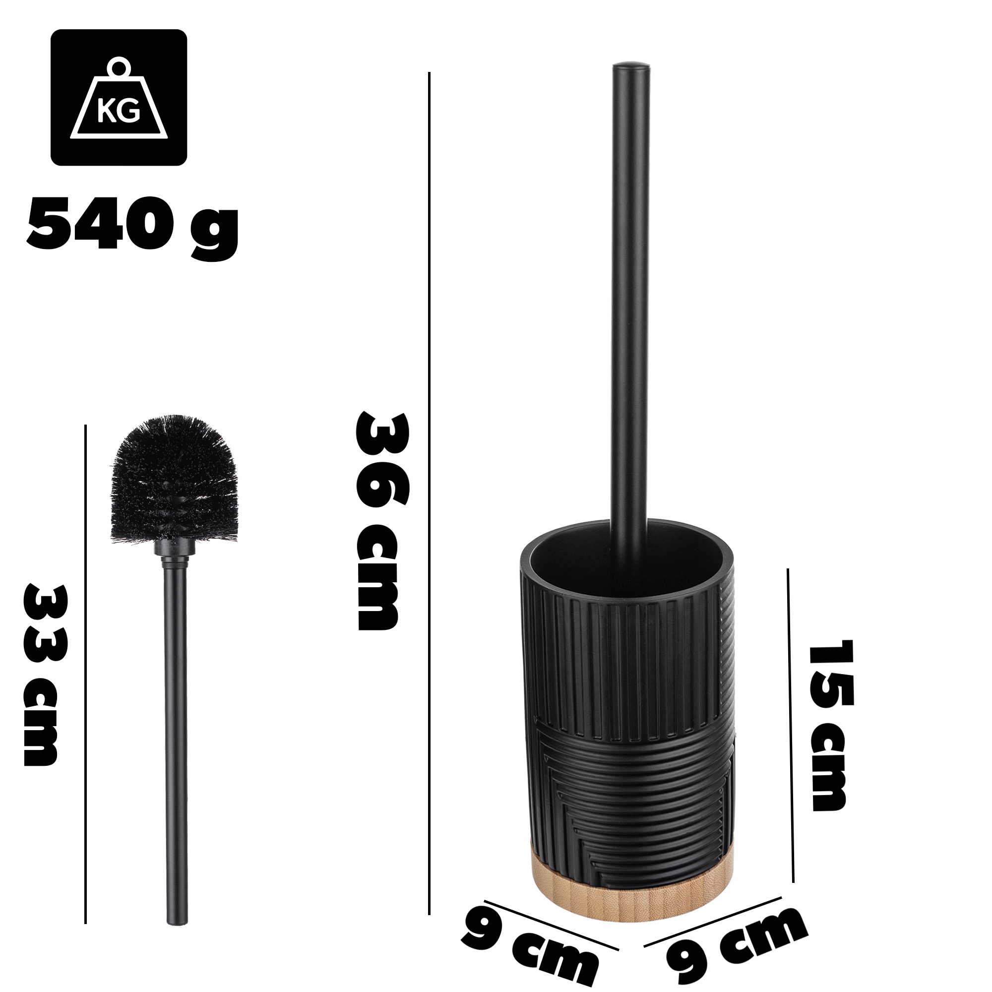 Szczotka WC Lunel okrągła czarna