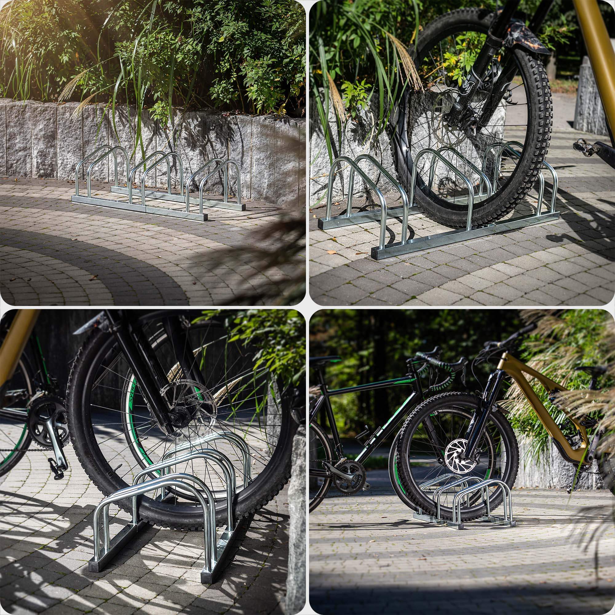 Stojak na rowery Lemerie 3-stanowiskowy stalowy srebrny