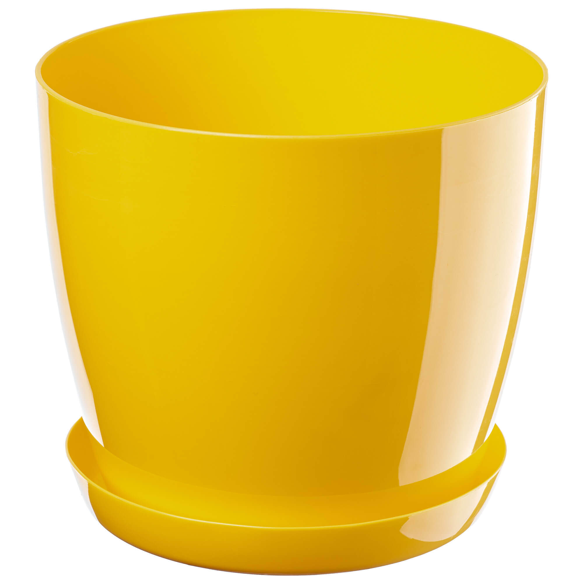 Doniczka na kwiaty z podstawką 20 cm, zółta