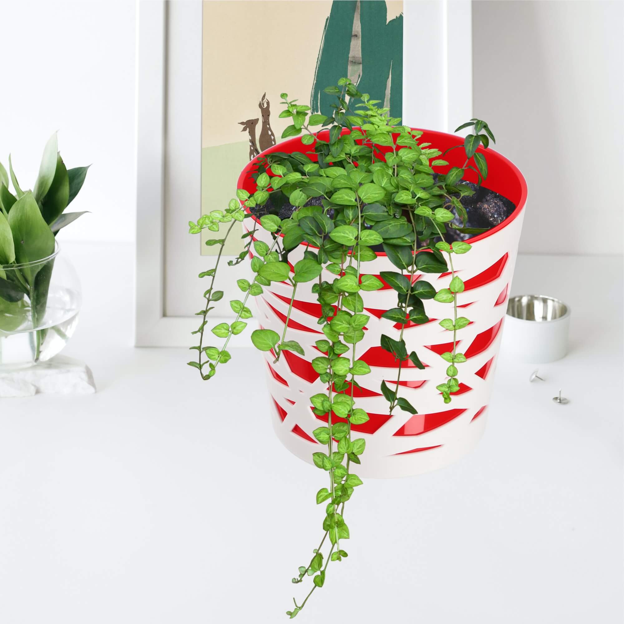 Doniczka z wkładem Rusio 17 cm, czerwona