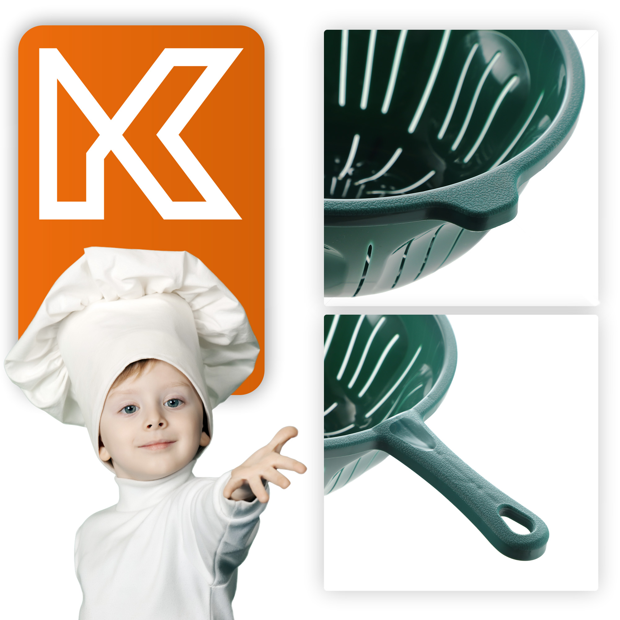Cedzak z rączką Couto 23 cm, zielony