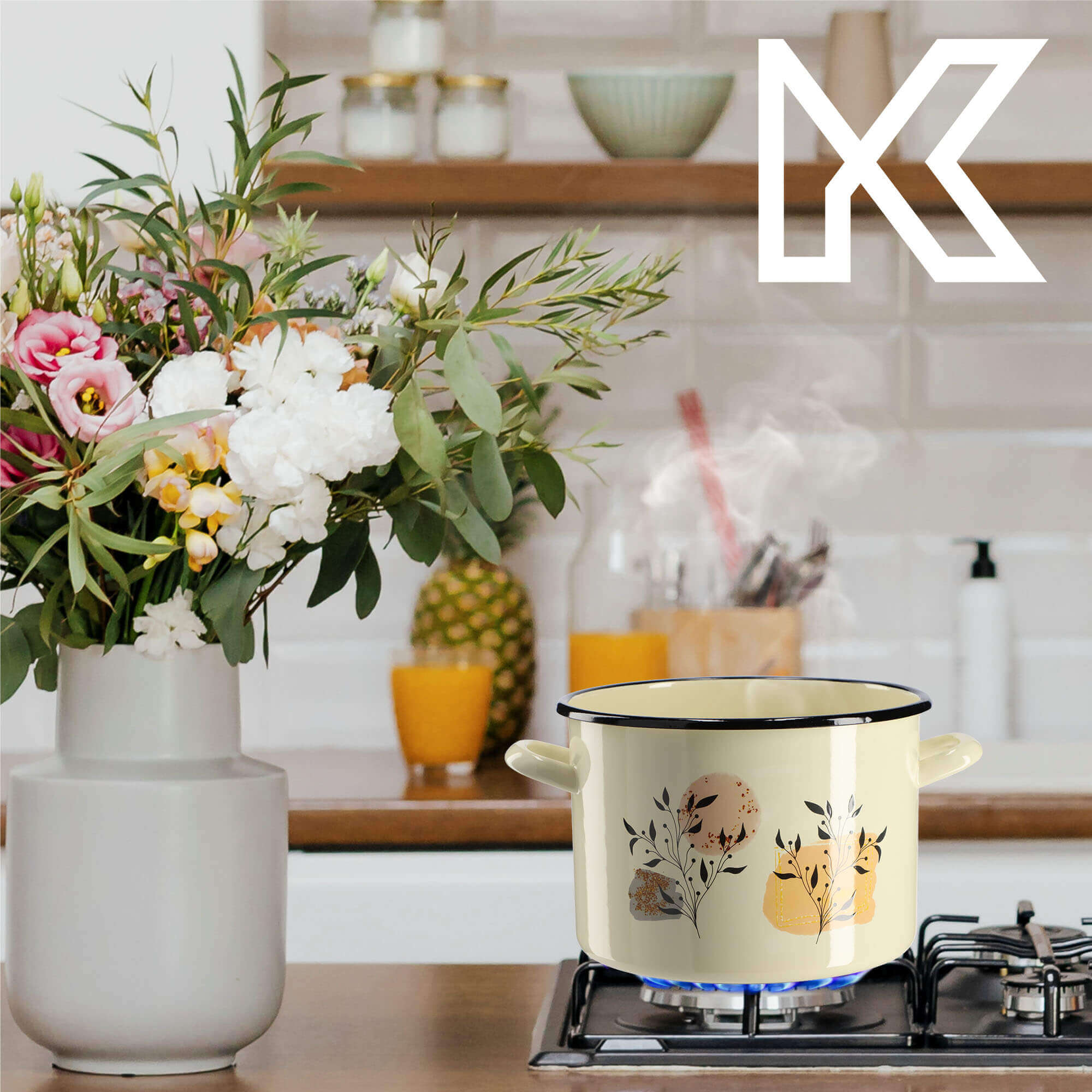 Garnek Emaliowany Luca 3.4L, liście